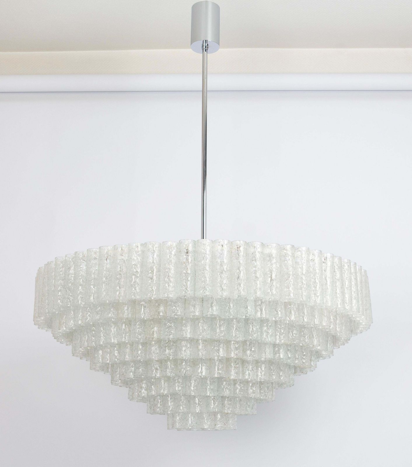 Extra Large Doria Ice Glass Tubes Chandelier, Germany, 1960s photo Lighting