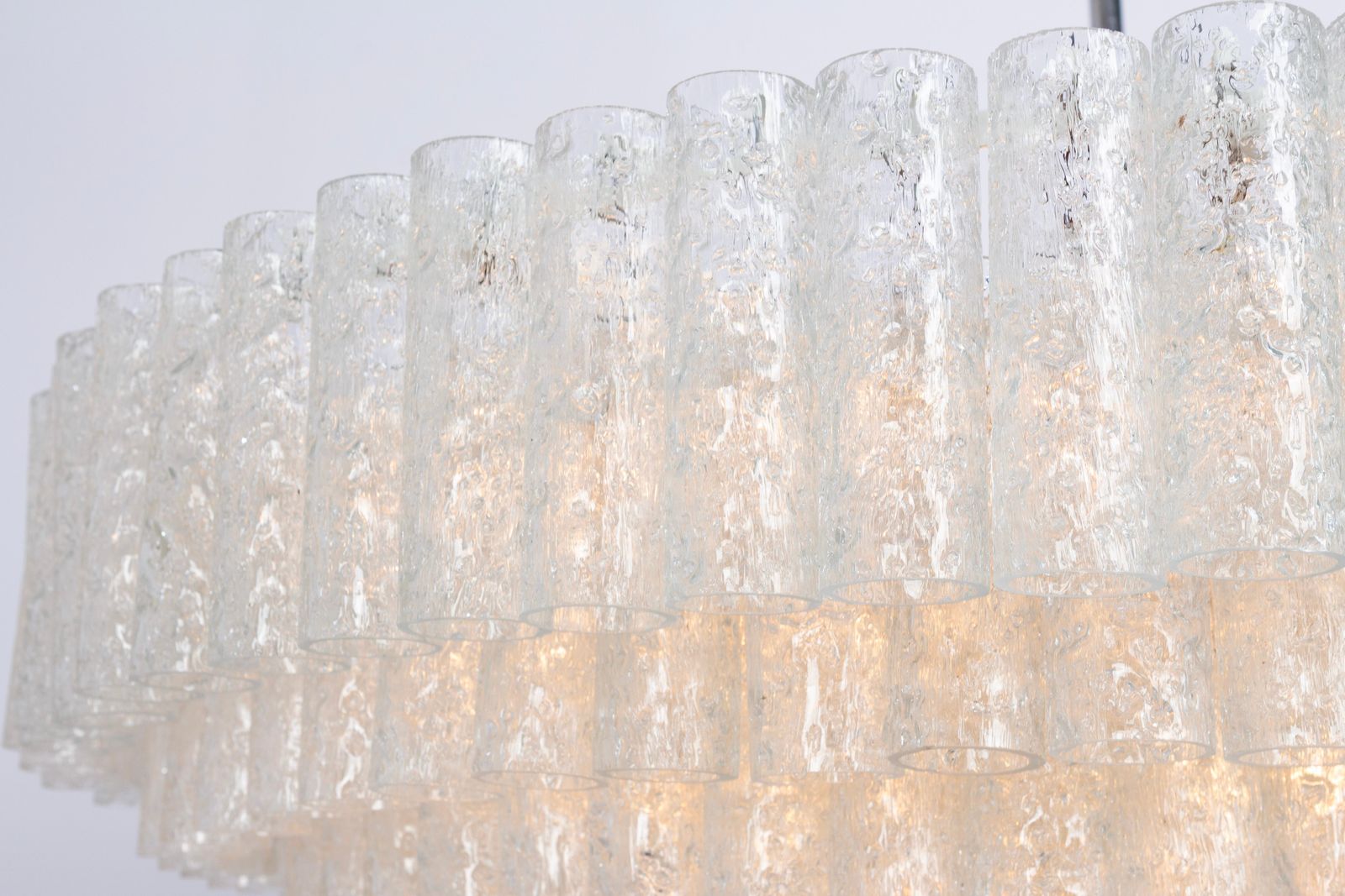 photo vinterior Extra Large Doria Ice Glass Tubes Chandelier, Germany, 1960s