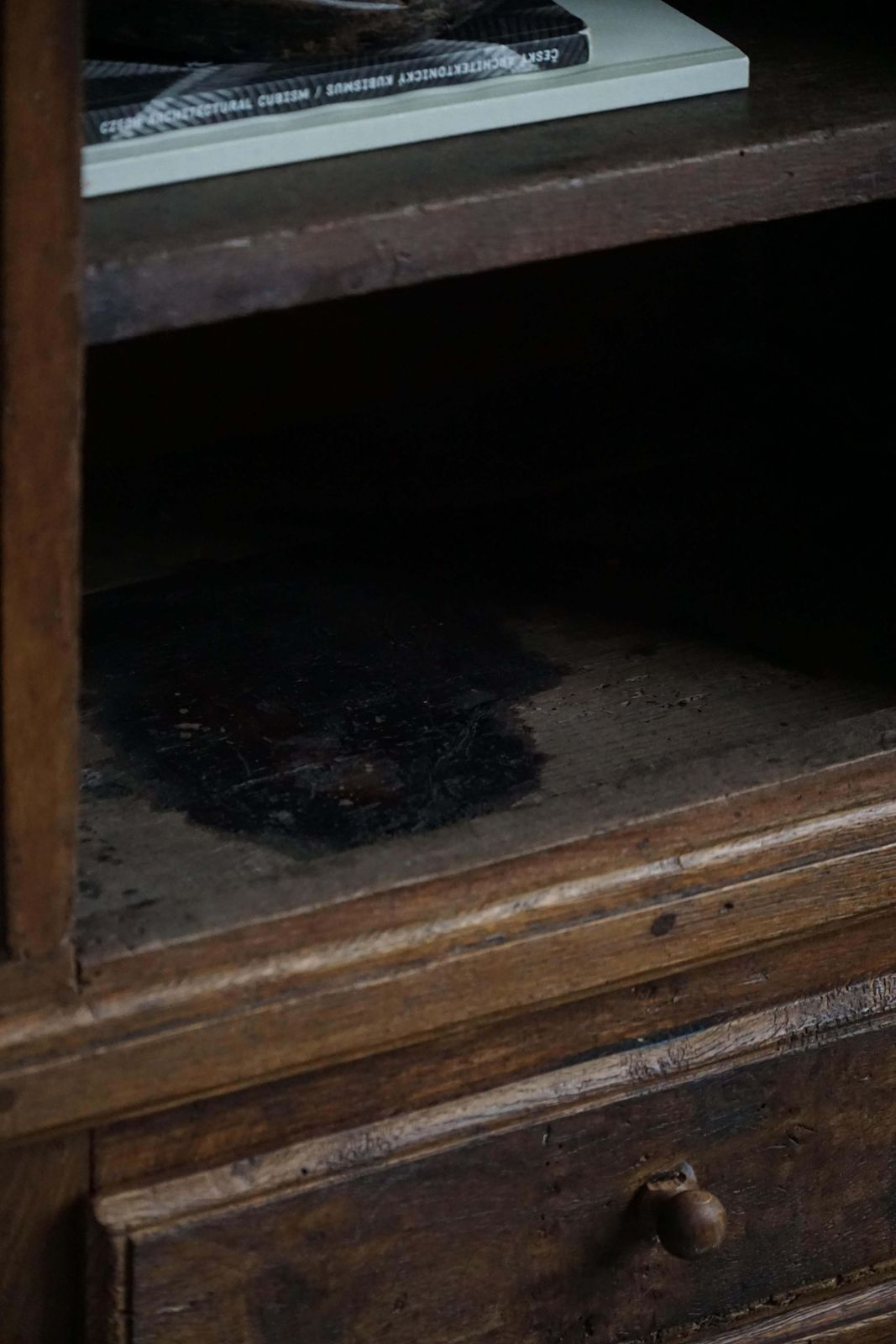 photo for sale Mid 19th Century, Rustic French Solid Oak Cabinet With Paneled Door, Baroque