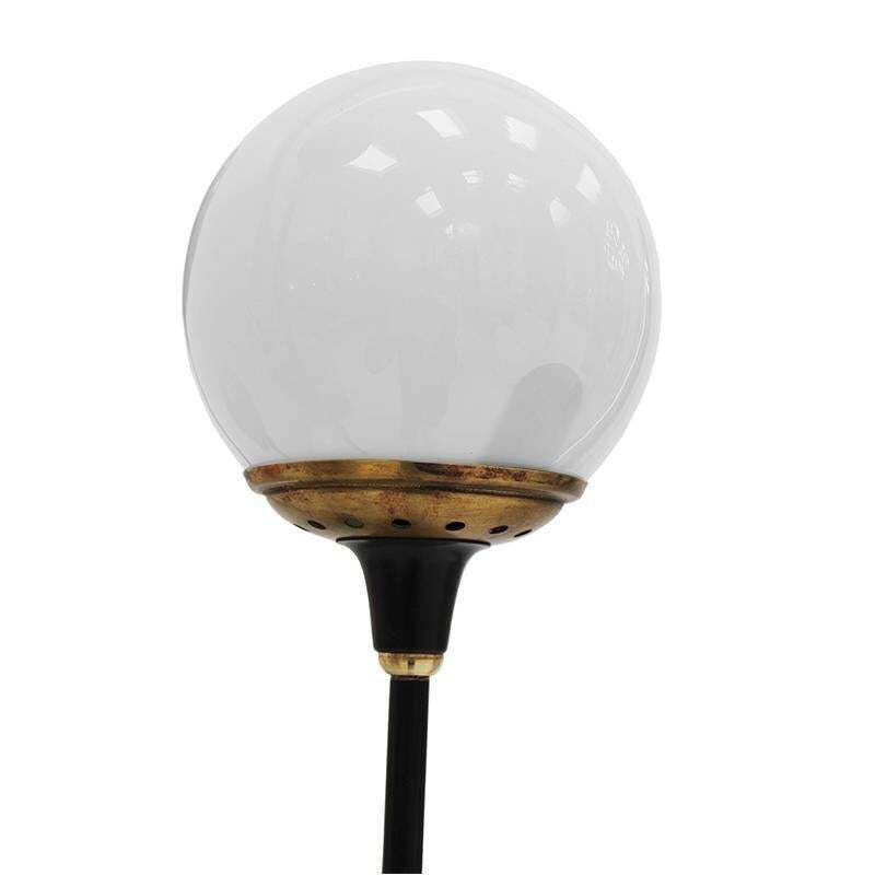 Mid Modern Stilnovo Floor Lamp, Black Iron & Marble, Italian Design, 1950s photo vinterior