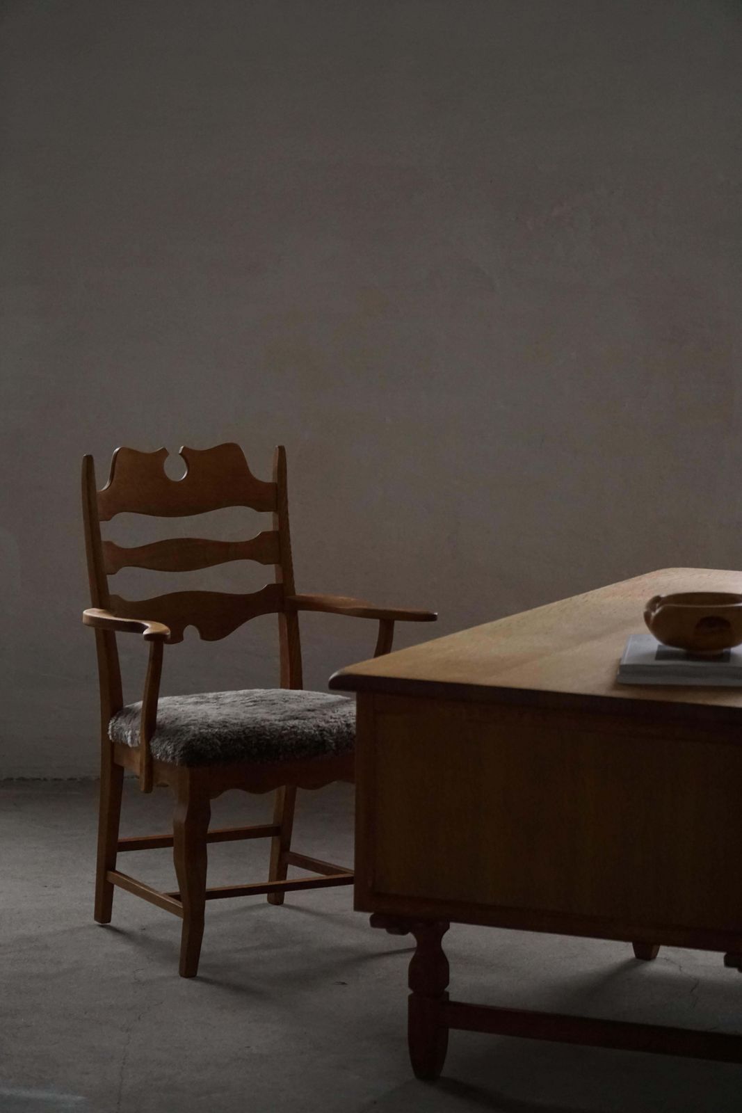Mid 20th Century, Razorblade Armchair By Henning Kjærnulf, Oak & Lambswool, 1960 photo buy