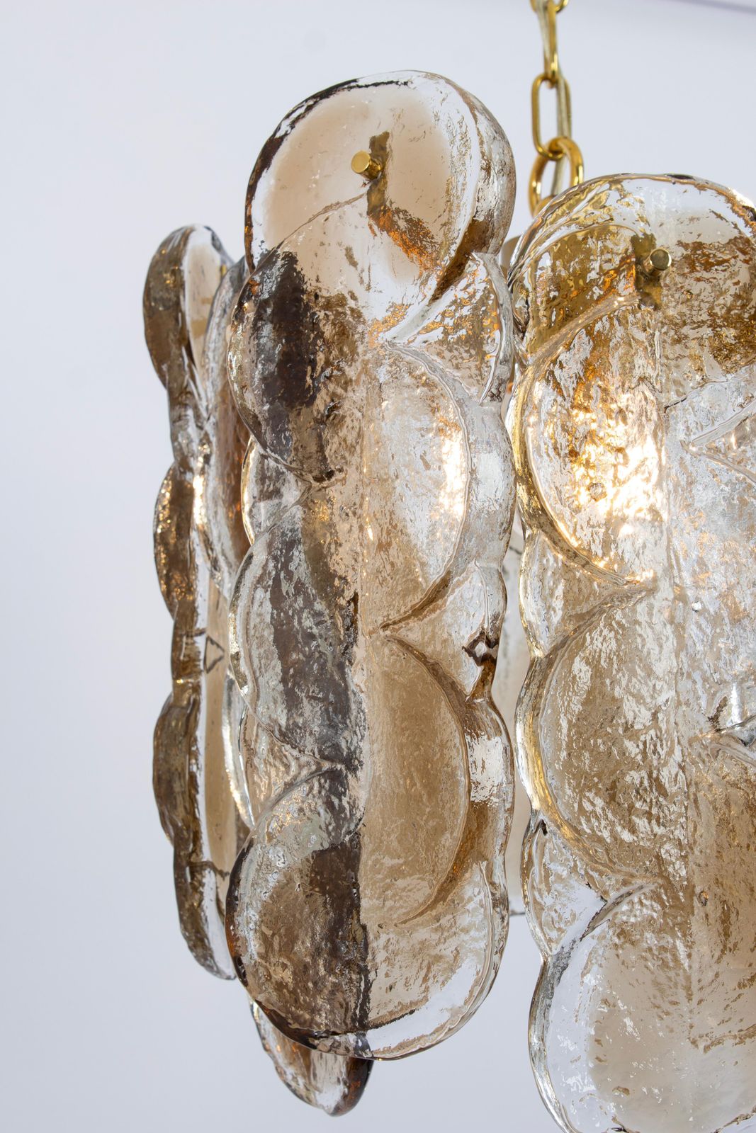1 Of 2 Murano Smoked Glass Chandelier Citrus By Kalmar, Austria, 1970s photo for sale