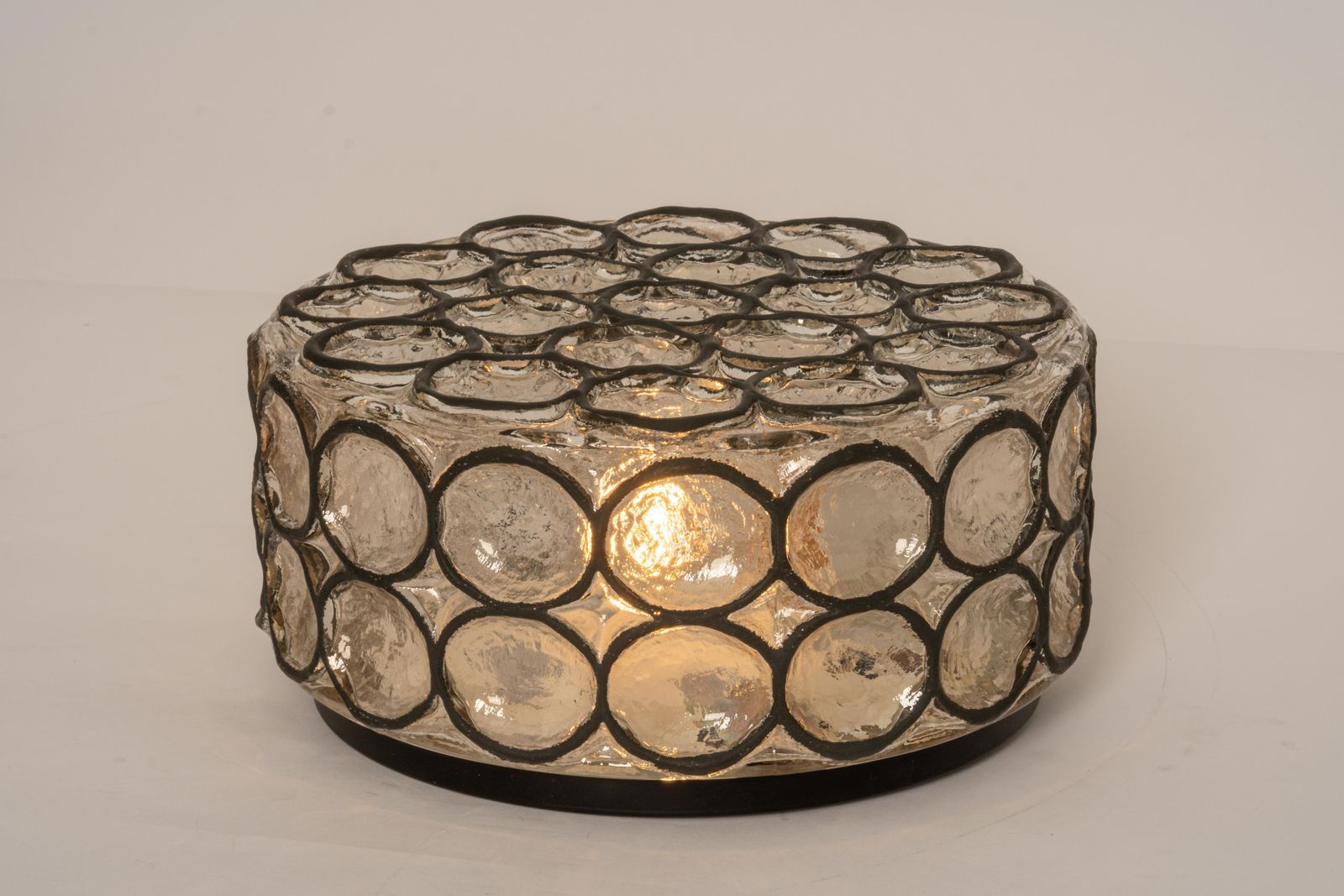 1 Of 2 Iron And Clear Glass Ceiling Light By Limburg, Germany, 1960s photo furniture