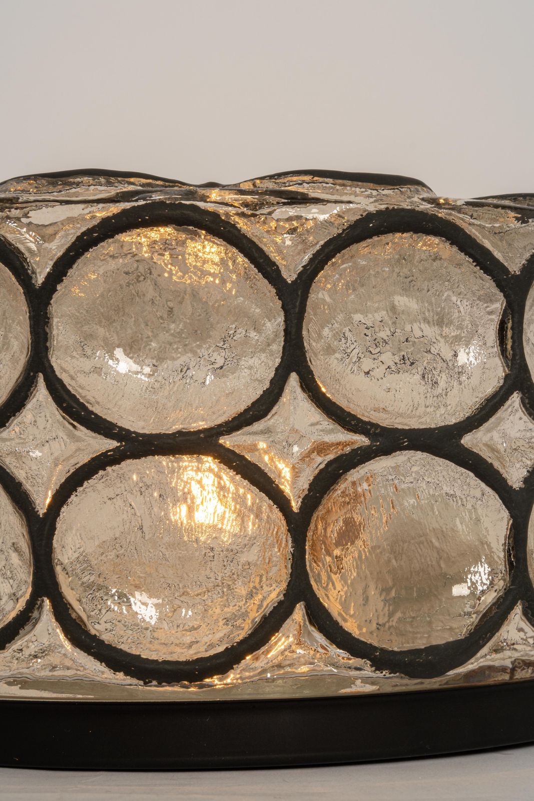 1 Of 2 Iron And Clear Glass Ceiling Light By Limburg, Germany, 1960s photo vinterior