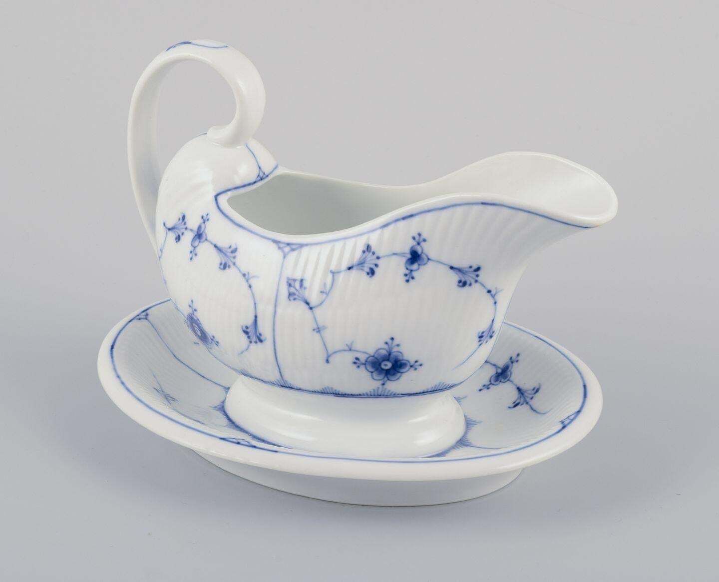 Royal Copenhagen Blue Fluted Plain. Antique Gravy Boat In Porcelain. photo Home Decor