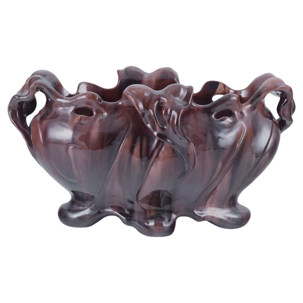 Jérôme Massier For Vallauris. Large Art Nouveau Jardiniere In Earthenware