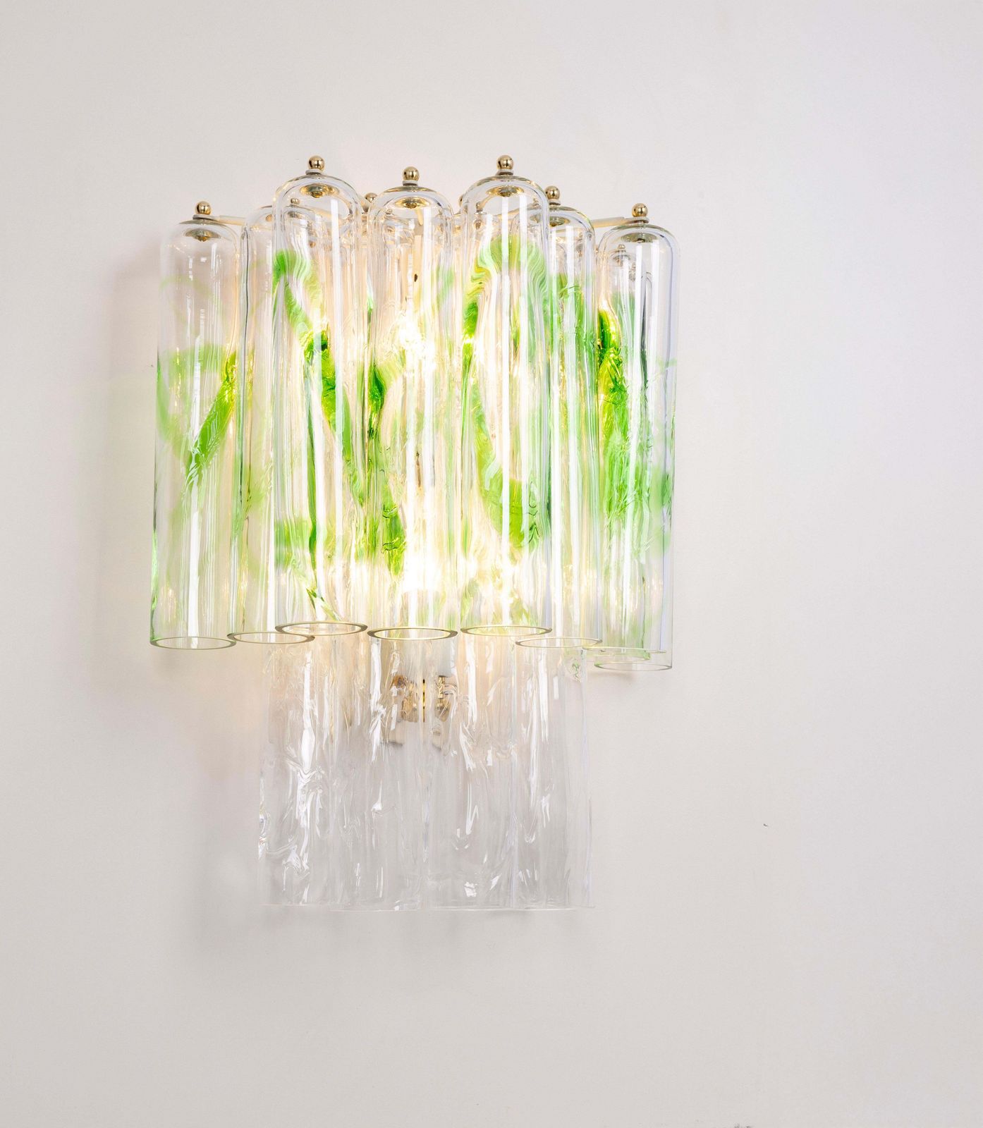Pair Of Large Green Murano Glass Wall Lamps By Mazzega, Italy, 1970s photo Lighting