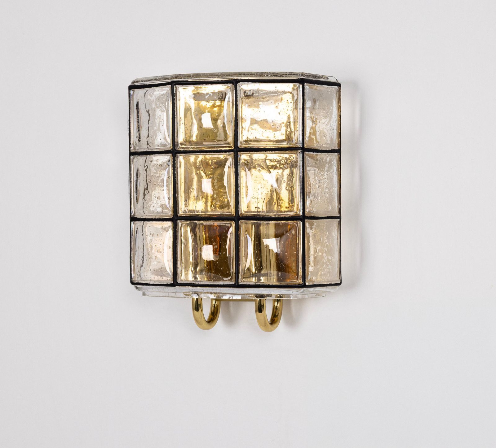 Pair Of Wall Lights Sconces Iron Glass By Limburg, Germany, 1960s photo for sale
