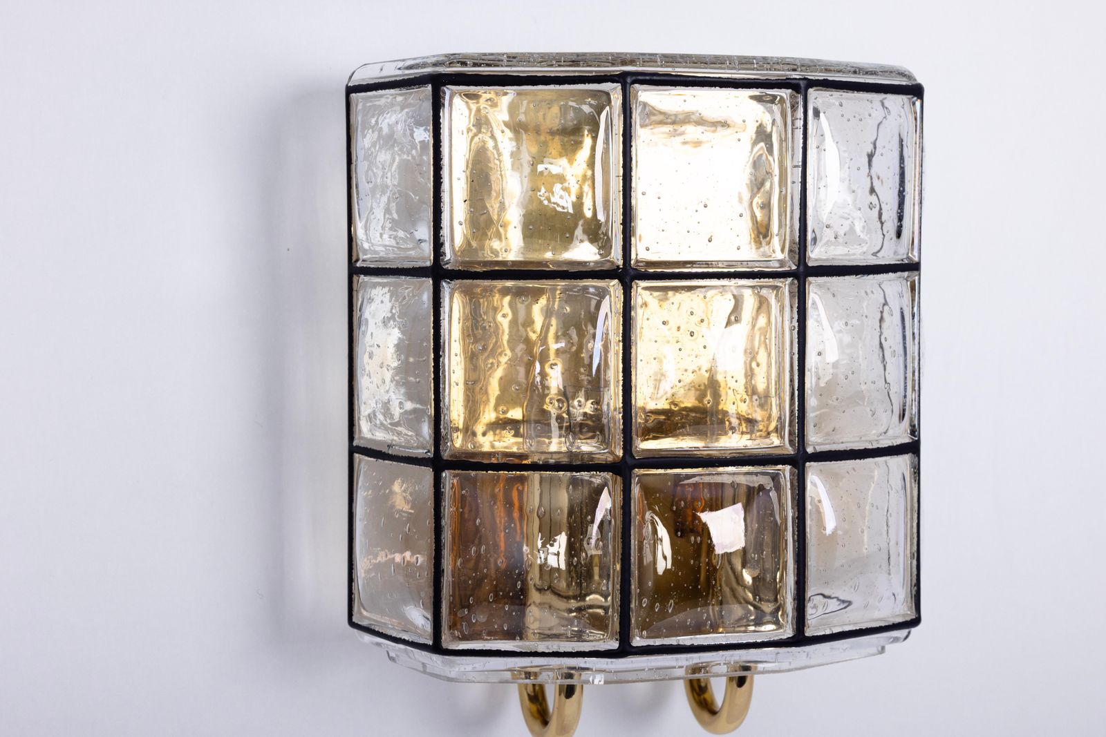 Pair Of Wall Lights Sconces Iron Glass By Limburg, Germany, 1960s photo 954.0