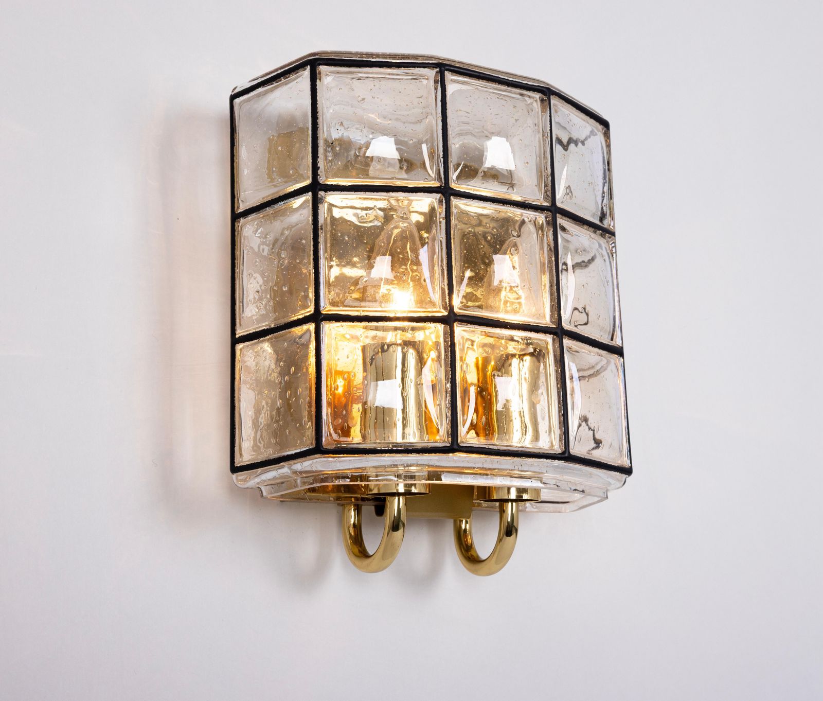 photo furniture Pair Of Wall Lights Sconces Iron Glass By Limburg, Germany, 1960s