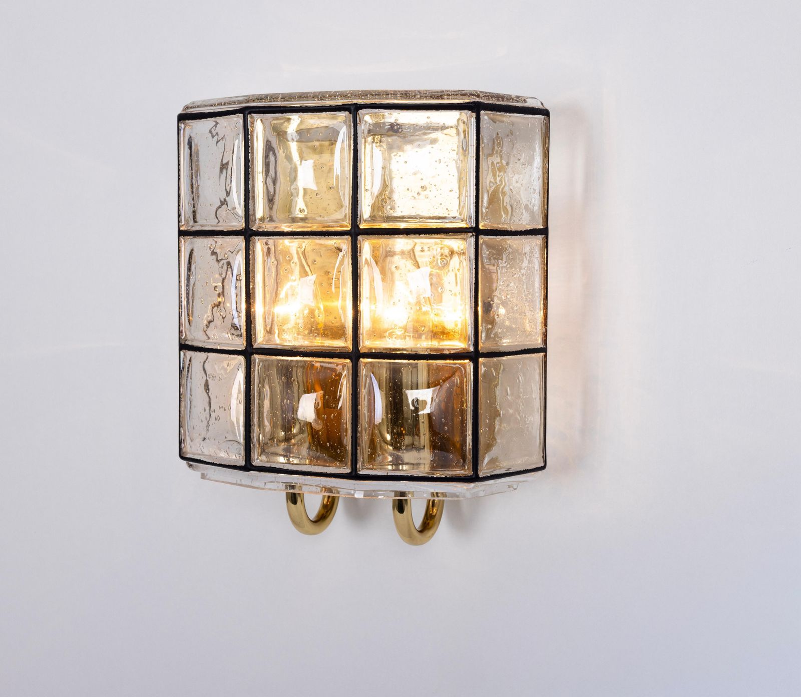 photo for sale Pair Of Wall Lights Sconces Iron Glass By Limburg, Germany, 1960s