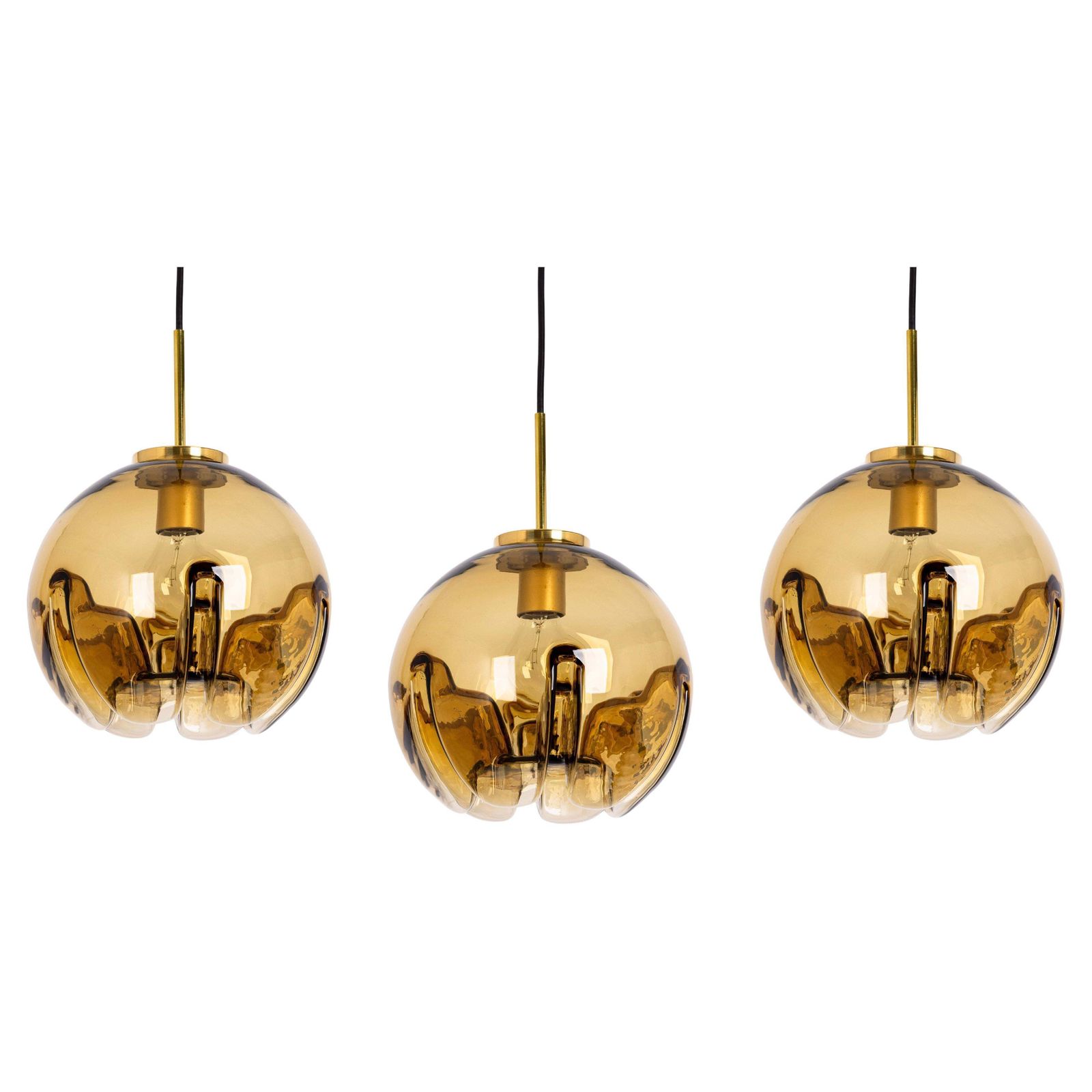 1 Of 3 Petite Stunning Glass Pendant Light In Style Of Mazzega, Italy, 1970s
