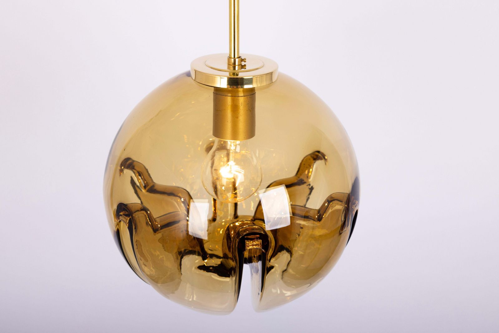 1 Of 3 Petite Stunning Glass Pendant Light In Style Of Mazzega, Italy, 1970s photo vintage