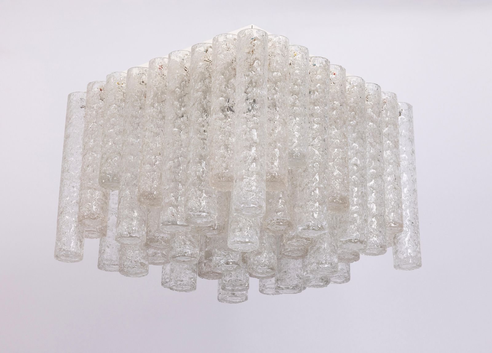 1 Of 6 Stunning Murano Ice Glass Tubes Flushmount By Doria, Germany, 1960s photo for sale