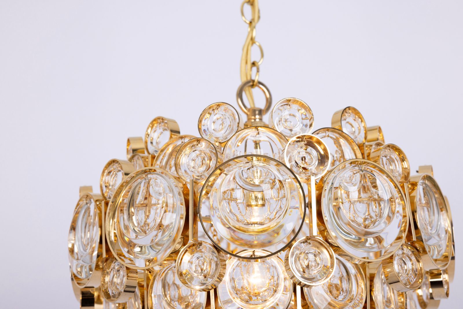 1 Of 3 Petite Gilt Brass Chandelier, Sciolari Style By Palwa, Germany, 1970s photo 1414.0