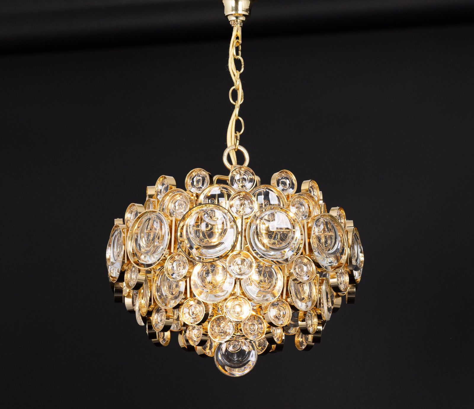 photo for sale 1 Of 3 Petite Gilt Brass Chandelier, Sciolari Style By Palwa, Germany, 1970s