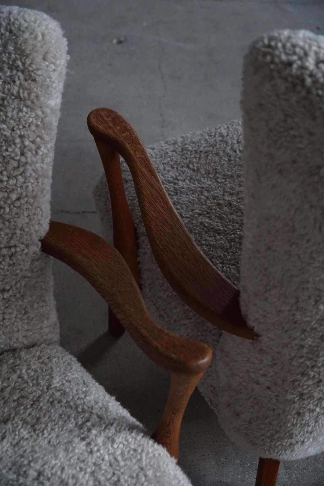 Viggo Boesen, Lounge Chair In Oak & Shearling Lambswool, Danish Modern, 1950s photo 2836.0