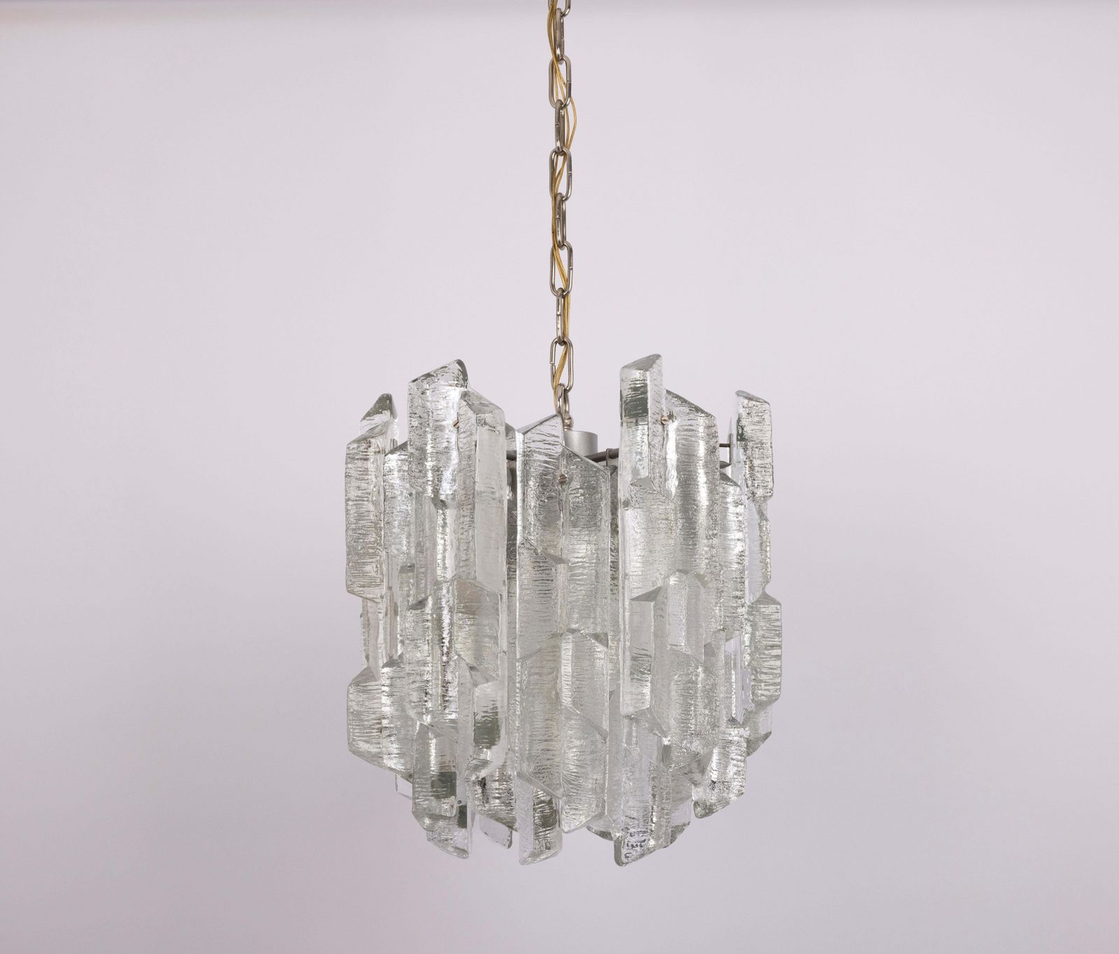 1 Of 8 Rare Murano Ice Glass Chandelier Prisma, By Kalmar, Austria, 1970s photo for sale