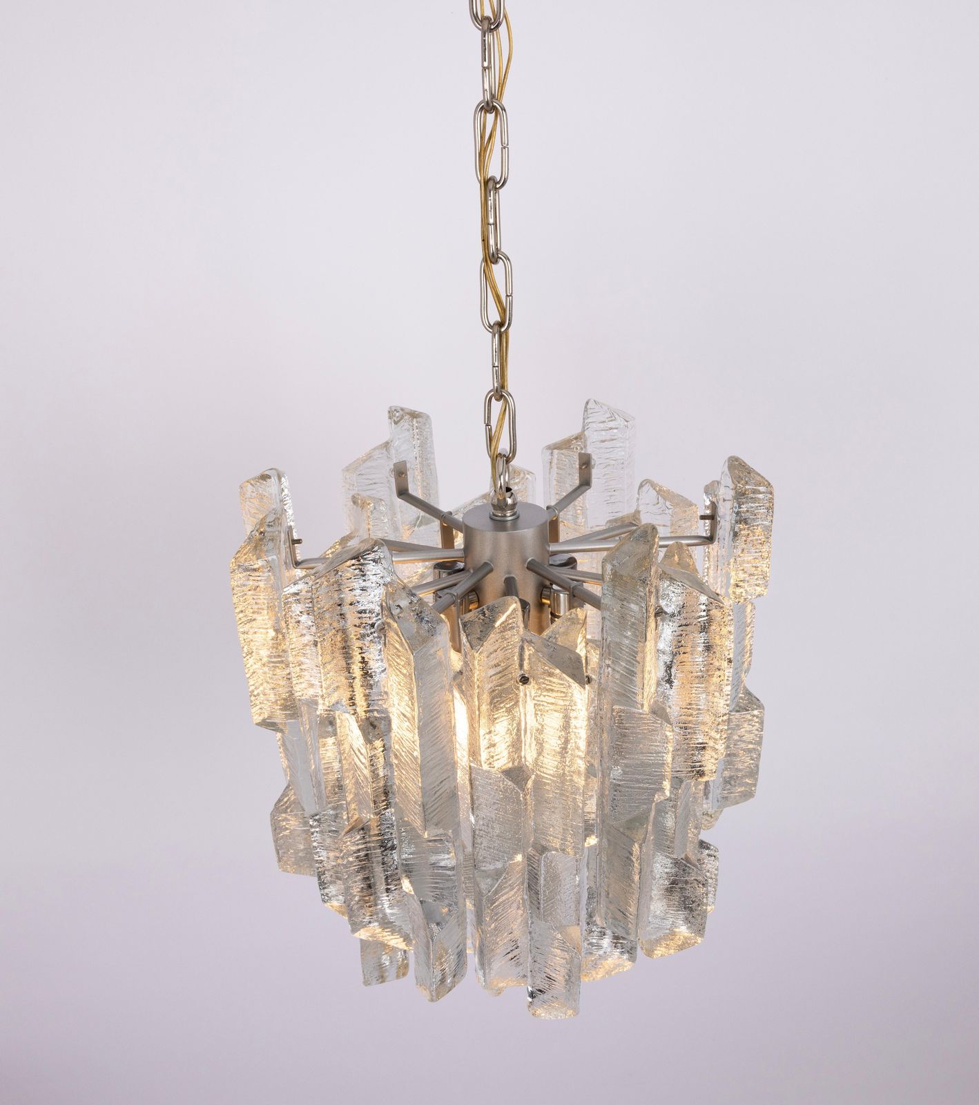 1 Of 8 Rare Murano Ice Glass Chandelier Prisma, By Kalmar, Austria, 1970s photo vintage