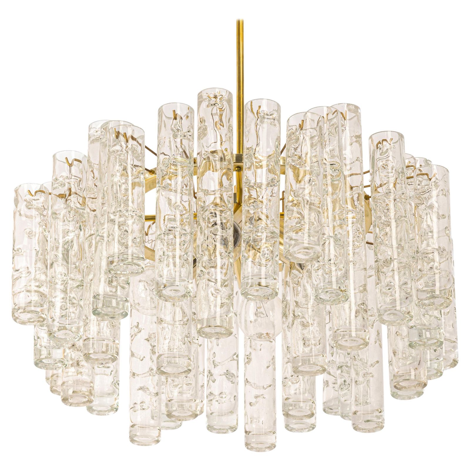 1 Of 4 Stunning Murano Glass Tubes Chandelier By Doria, Germany, 1960s