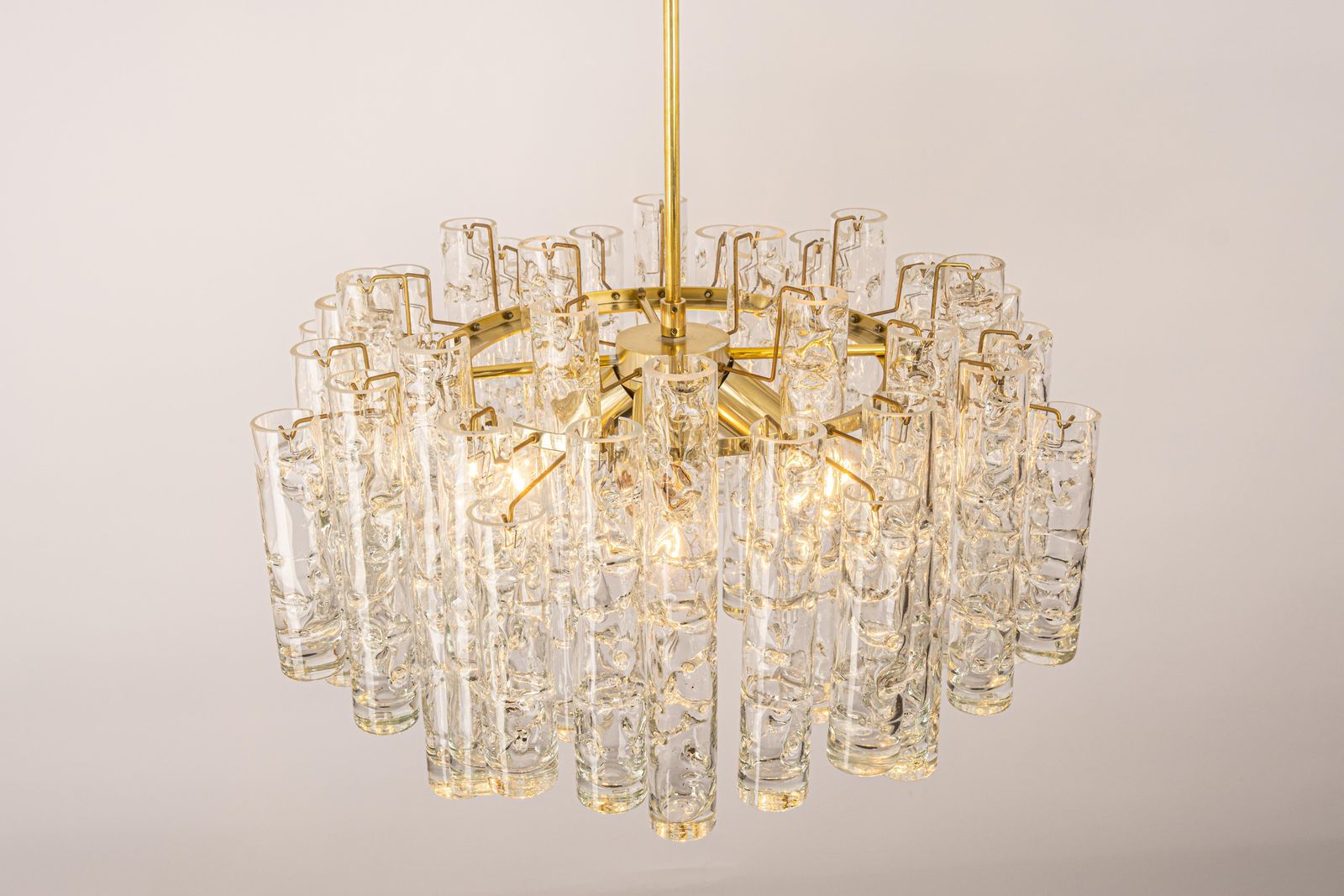 1 Of 4 Stunning Murano Glass Tubes Chandelier By Doria, Germany, 1960s photo vinterior