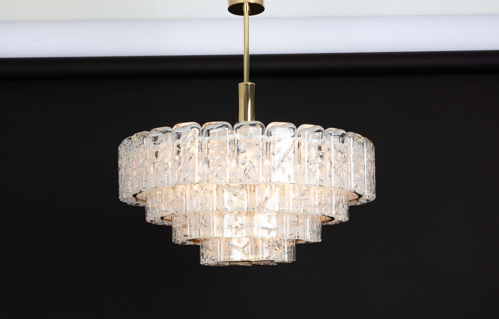 2371.0 Large Doria Ice Glass Tubes Chandelier, Germany, 1960s photo