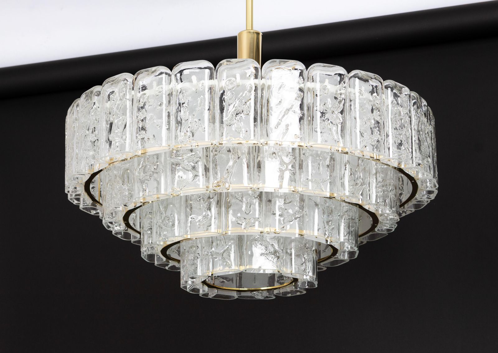 photo vinterior Large Doria Ice Glass Tubes Chandelier, Germany, 1960s