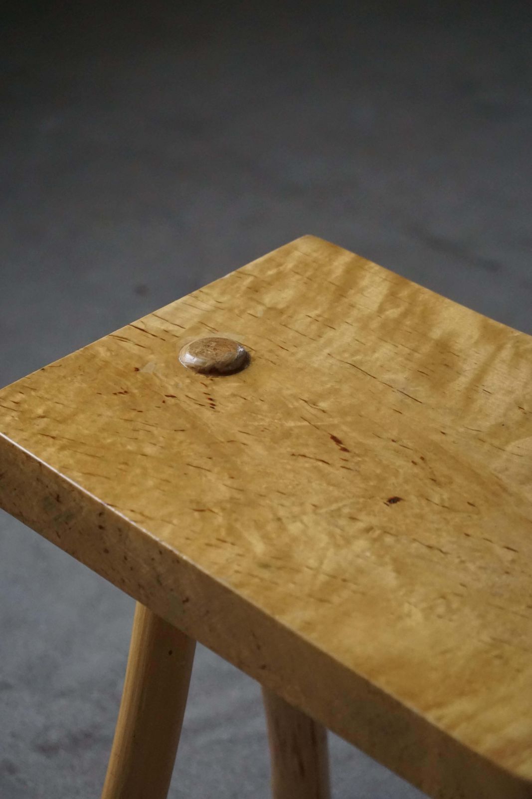 Handcrafted Wooden Wabi Sabi Stool In Birch, Scandinavian Modern, 1960s photo Furniture