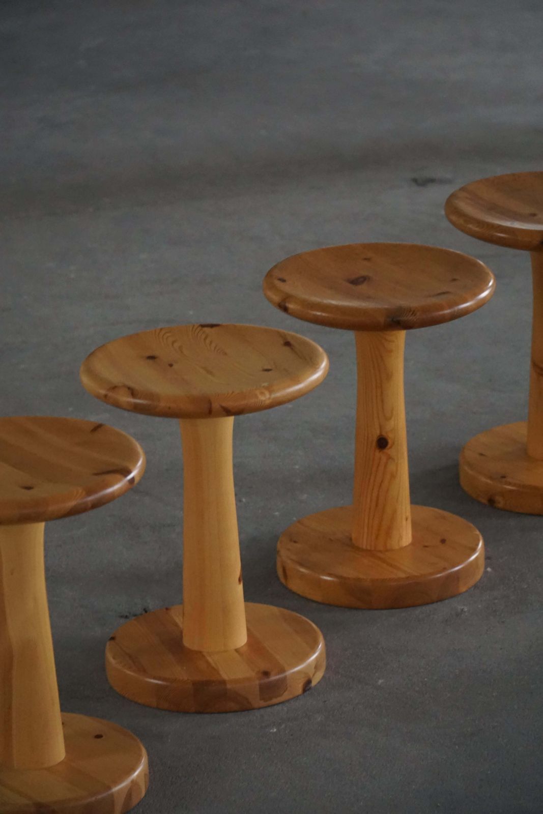 2189.0 Danish Mid 20th Century, Set Of 4 Rainer Daumiller Pine Stools / Pedestals, 1970 photo
