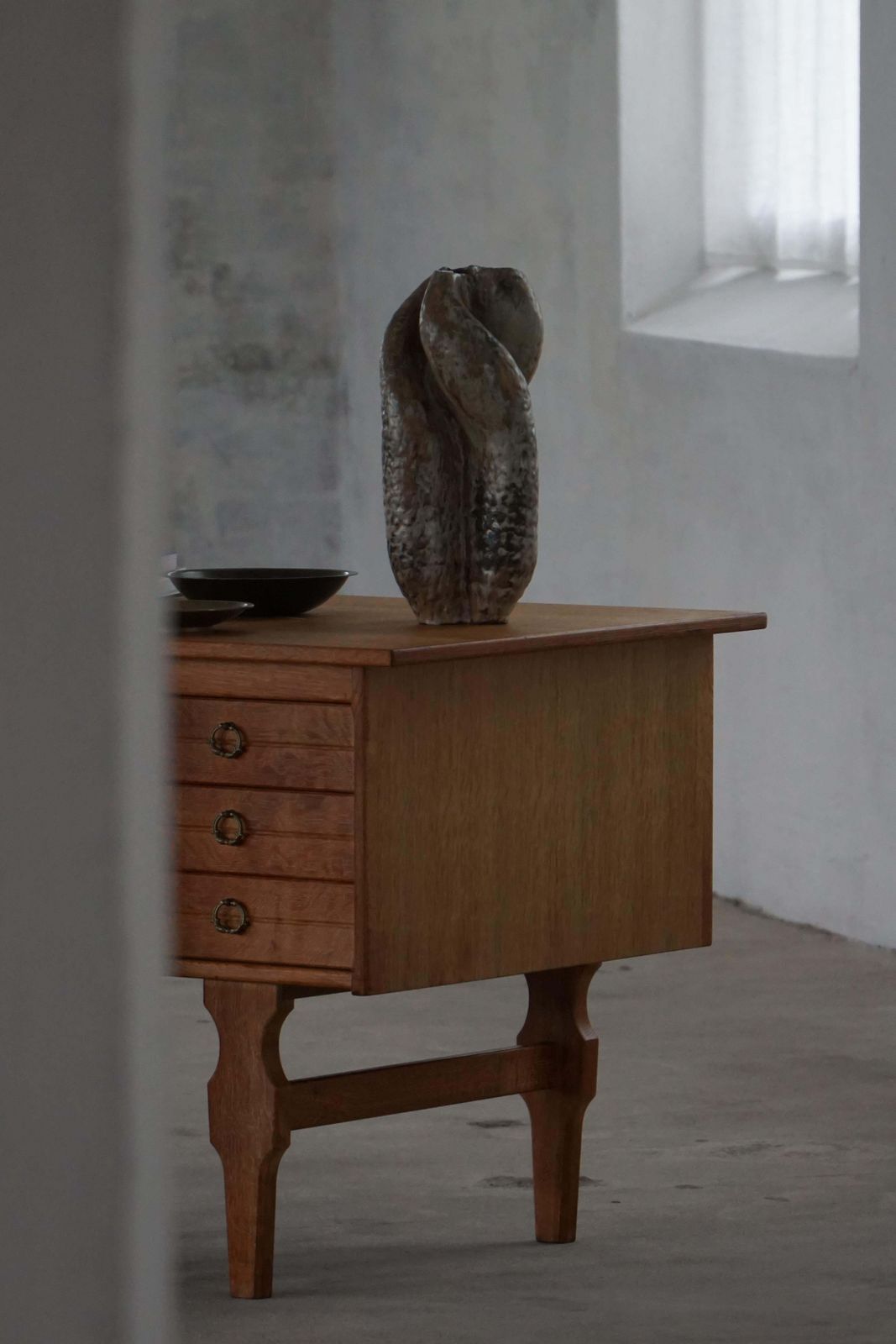 Freestanding Desk In Oak, Danish Mid Century Modern, Henning Kjærnulf, 1950s photo for sale