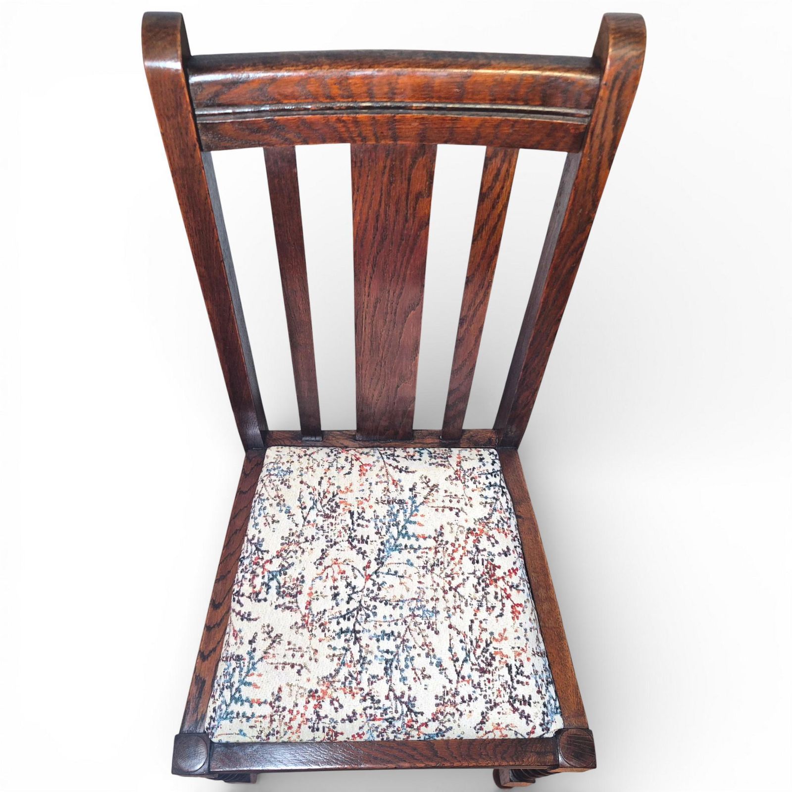 Set Of 5 Oak Barley Twist Dining Chairs | Vintage Oak Chairs | Upholstered Seats photo vintage
