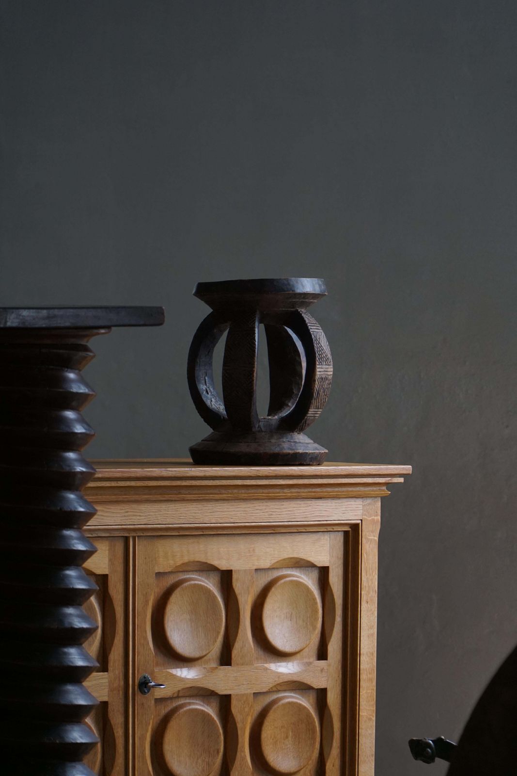 Antique Mid 20th Century African Dogon Hand Carved Wood Stool, Wabi Sabi Style photo Furniture