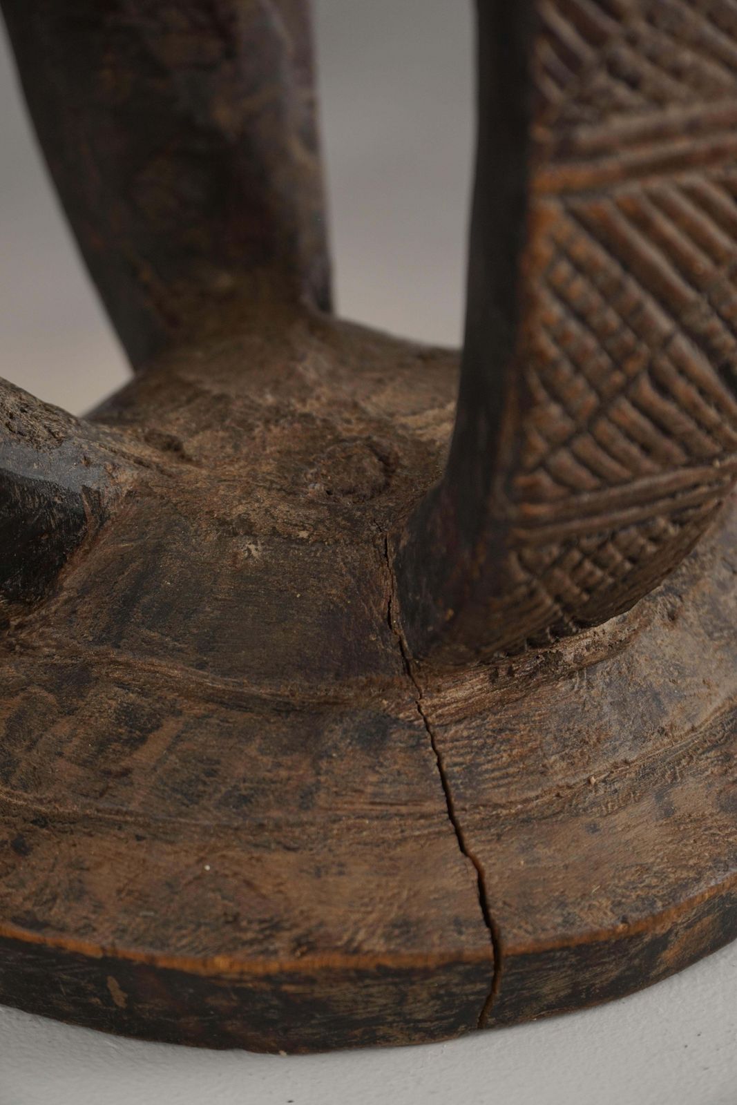 photo for sale Antique Mid 20th Century African Dogon Hand Carved Wood Stool, Wabi Sabi Style