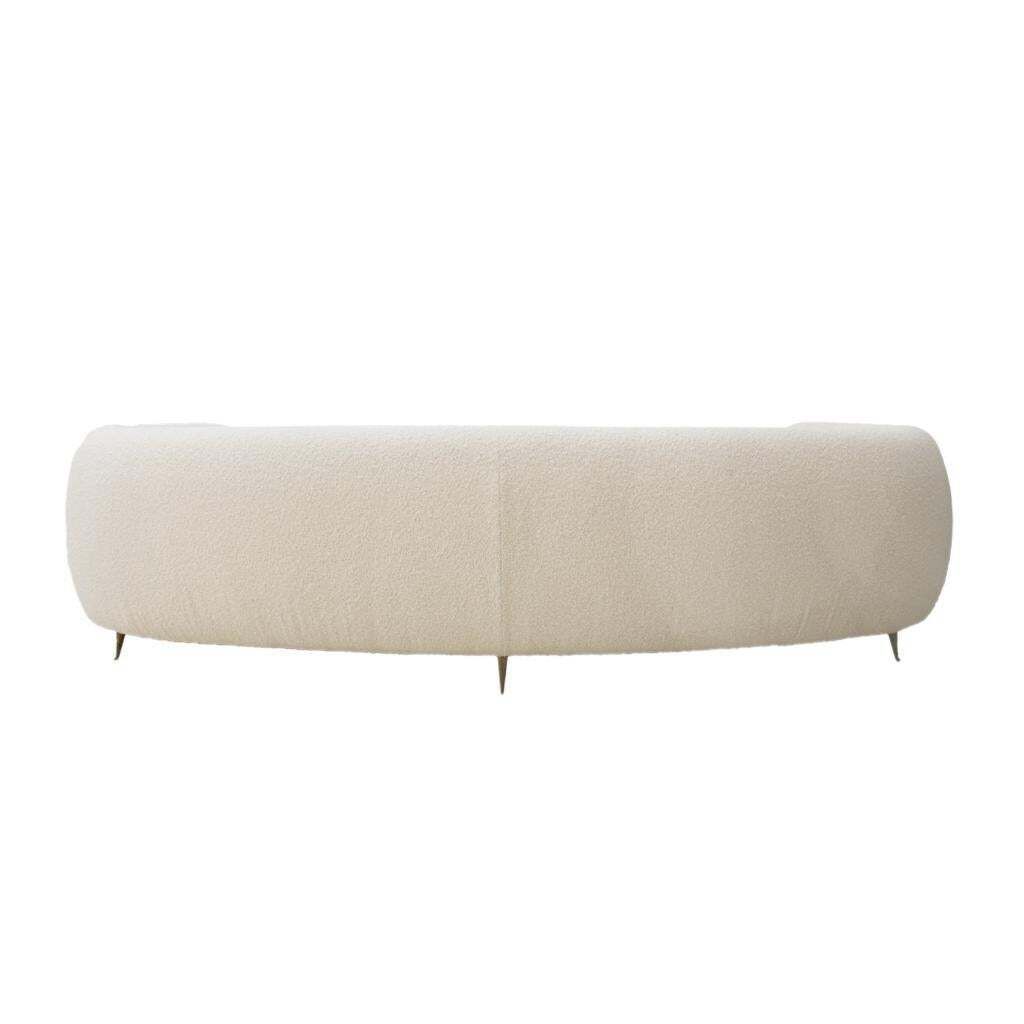 Curved Four Seat Italian Sofas With Brass Legs And Ivory Bouclé, Set Of Two photo Furniture