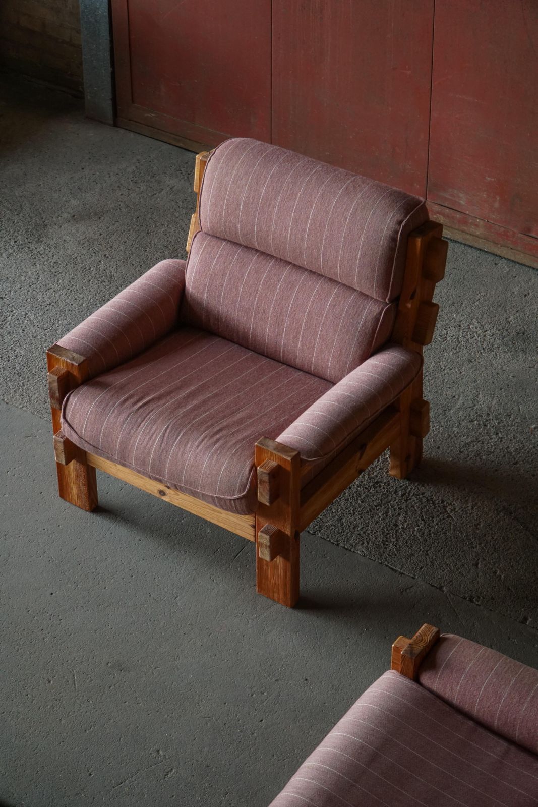 Danish Modern, A Pair Of Lounge Chairs In Pine & Wool By Christian IV, 1970s photo for sale