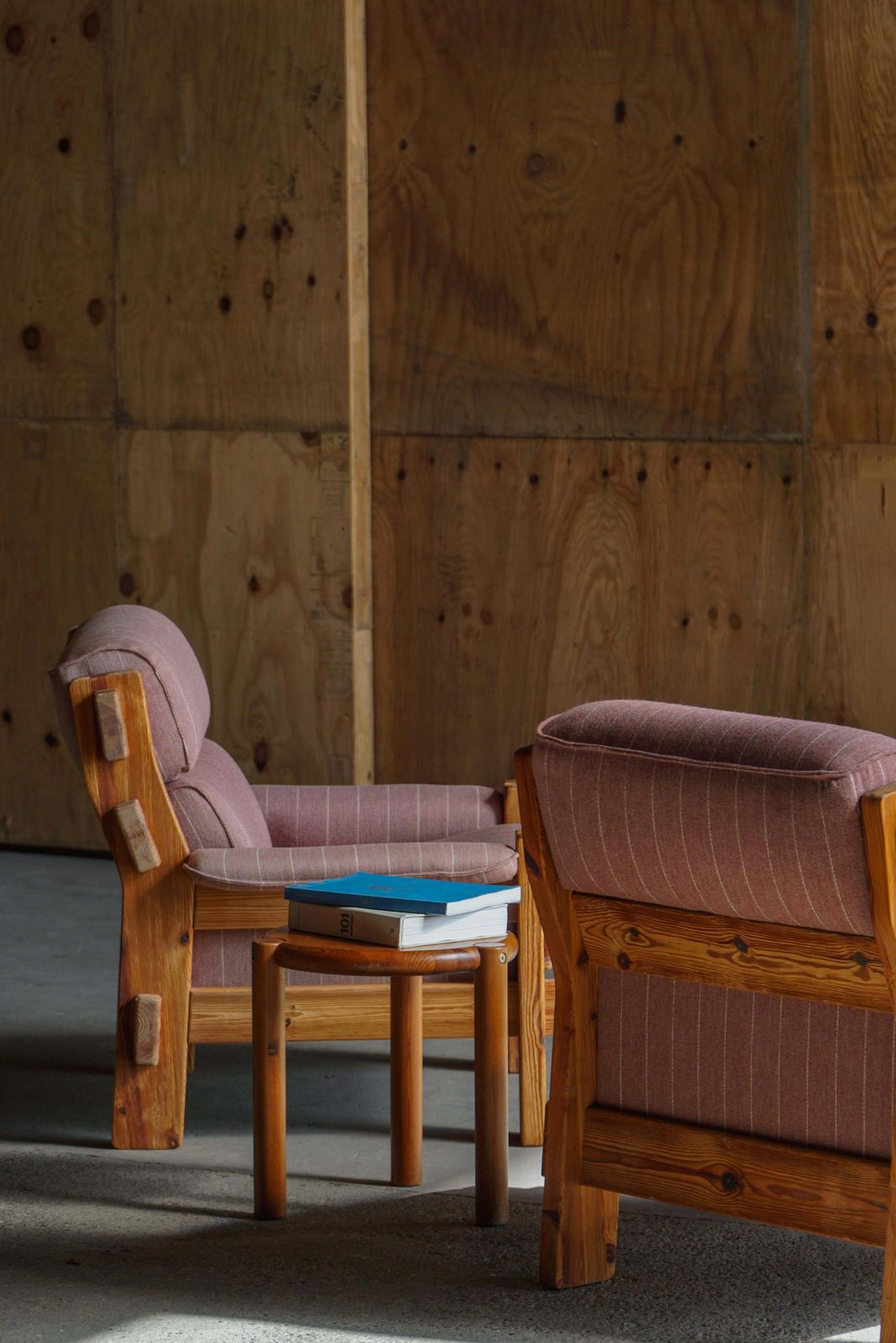 Danish Modern, A Pair Of Lounge Chairs In Pine & Wool By Christian IV, 1970s photo vintage