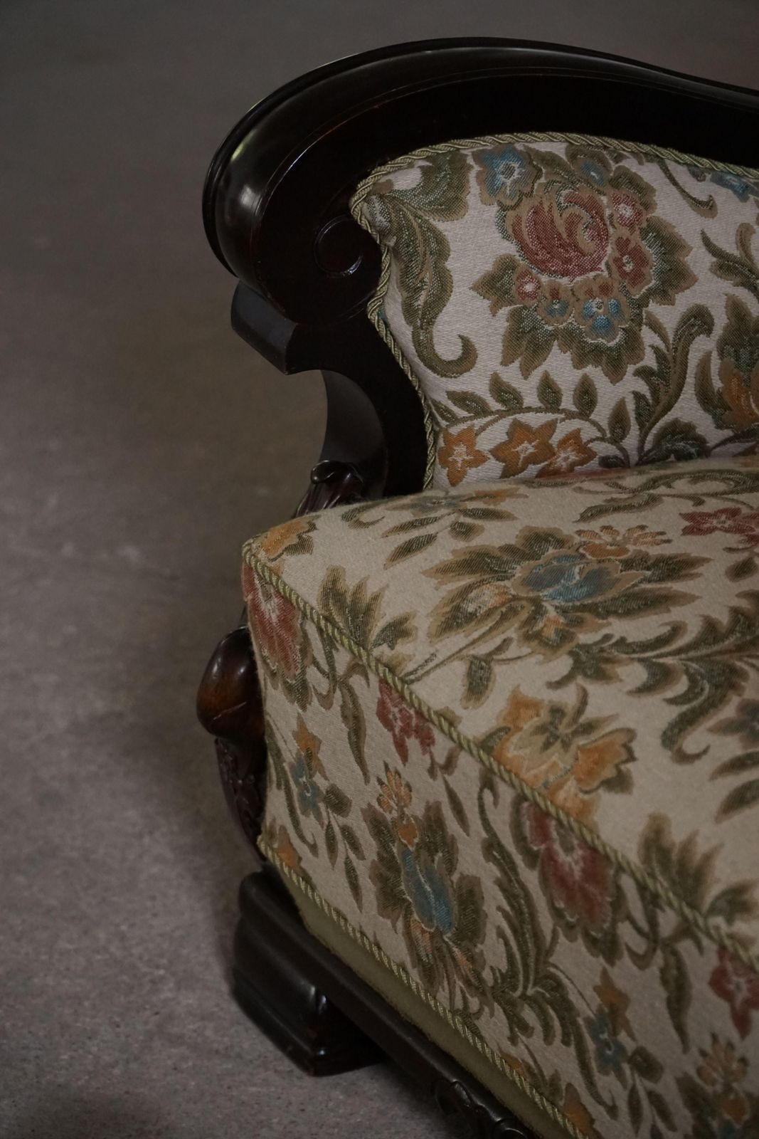 photo furniture Pair Of Danish Art Nouveau Easy Chairs In Floral Embroidered Velour, 1920s