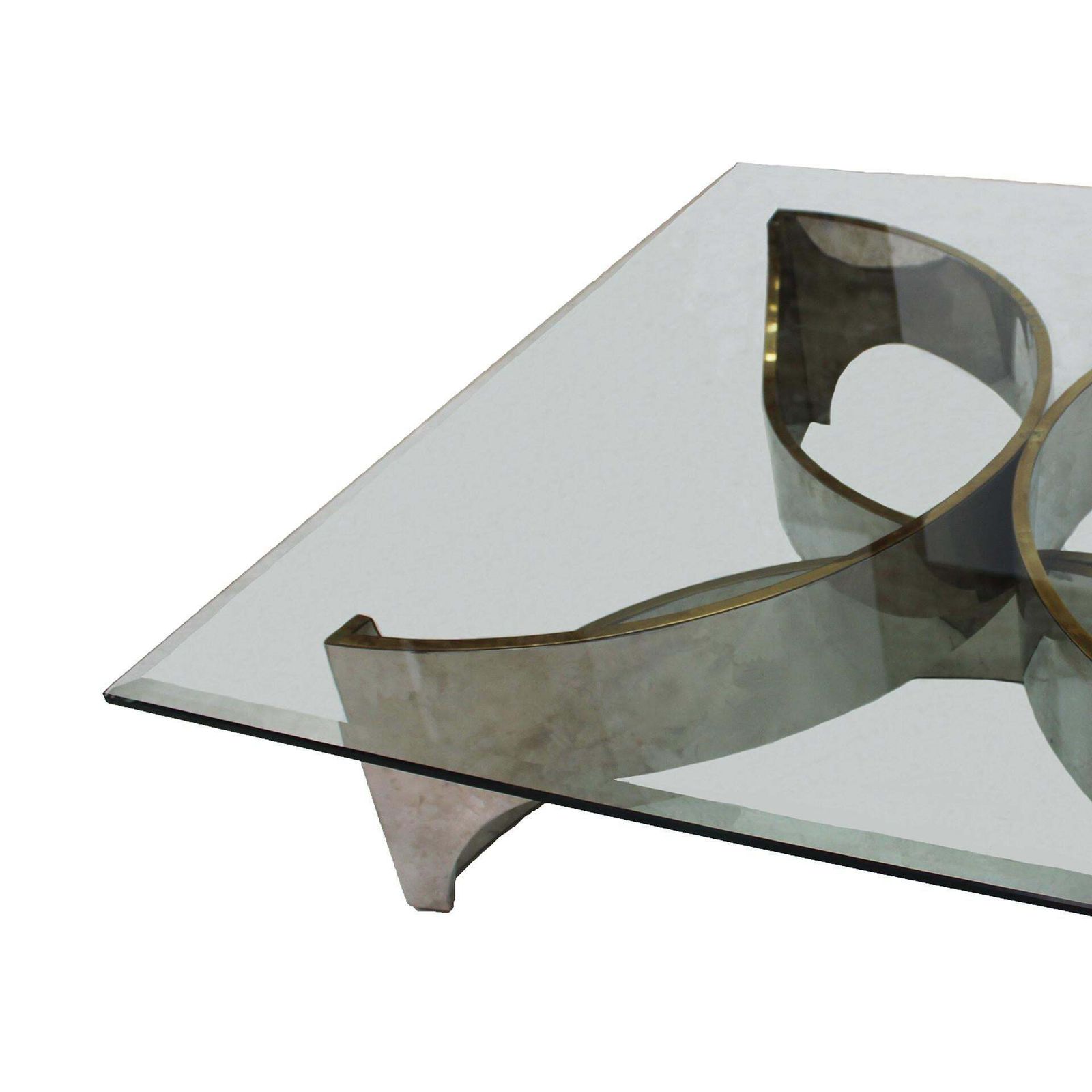 Mid Century Modern Square Center Table, Chrome Metal And Glass Top photo buy