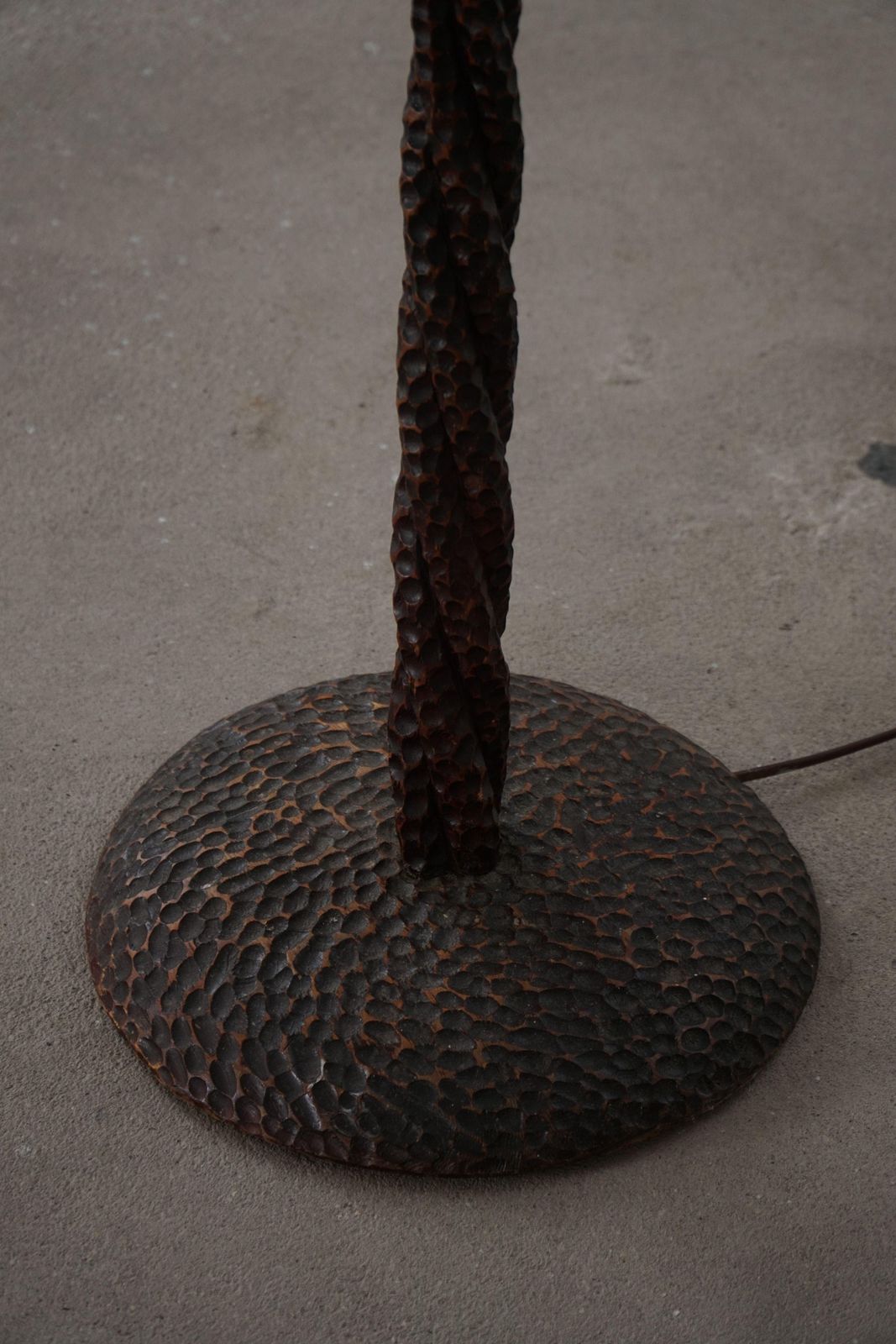 photo for sale Swedish Mid Century Modern Organic Floor Lamp In Burned Wood, Wabi Sabi, 1950s