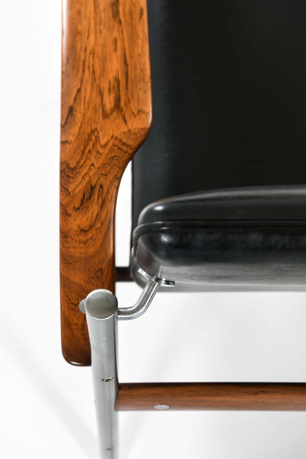 Pair Of Rare Easy Chairs With Black Leather Seat By Sven Ivar Dysthe, 1960s photo vintage