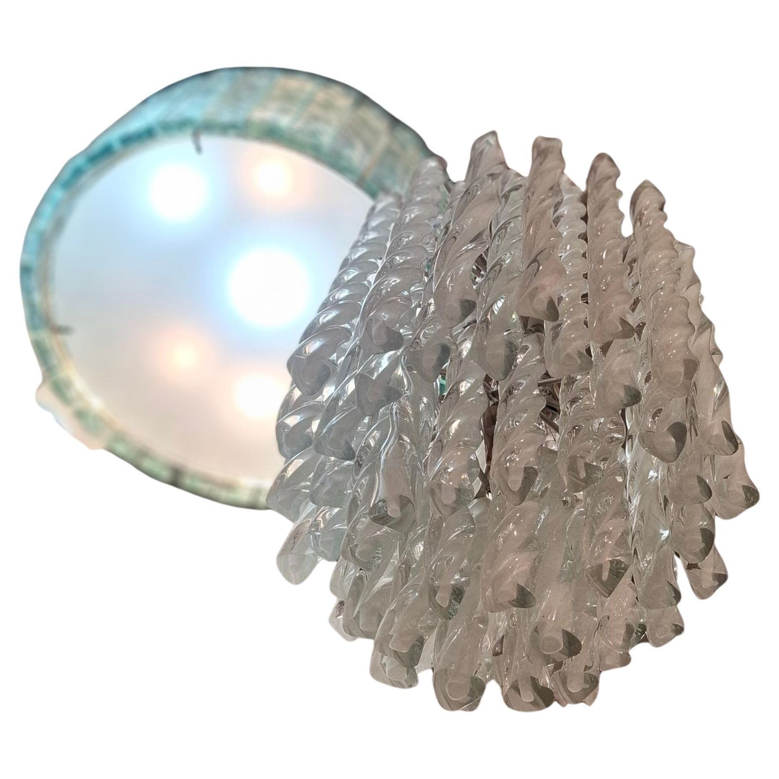 Mazzega Lampadario Murano Metallo 1960 Italy
