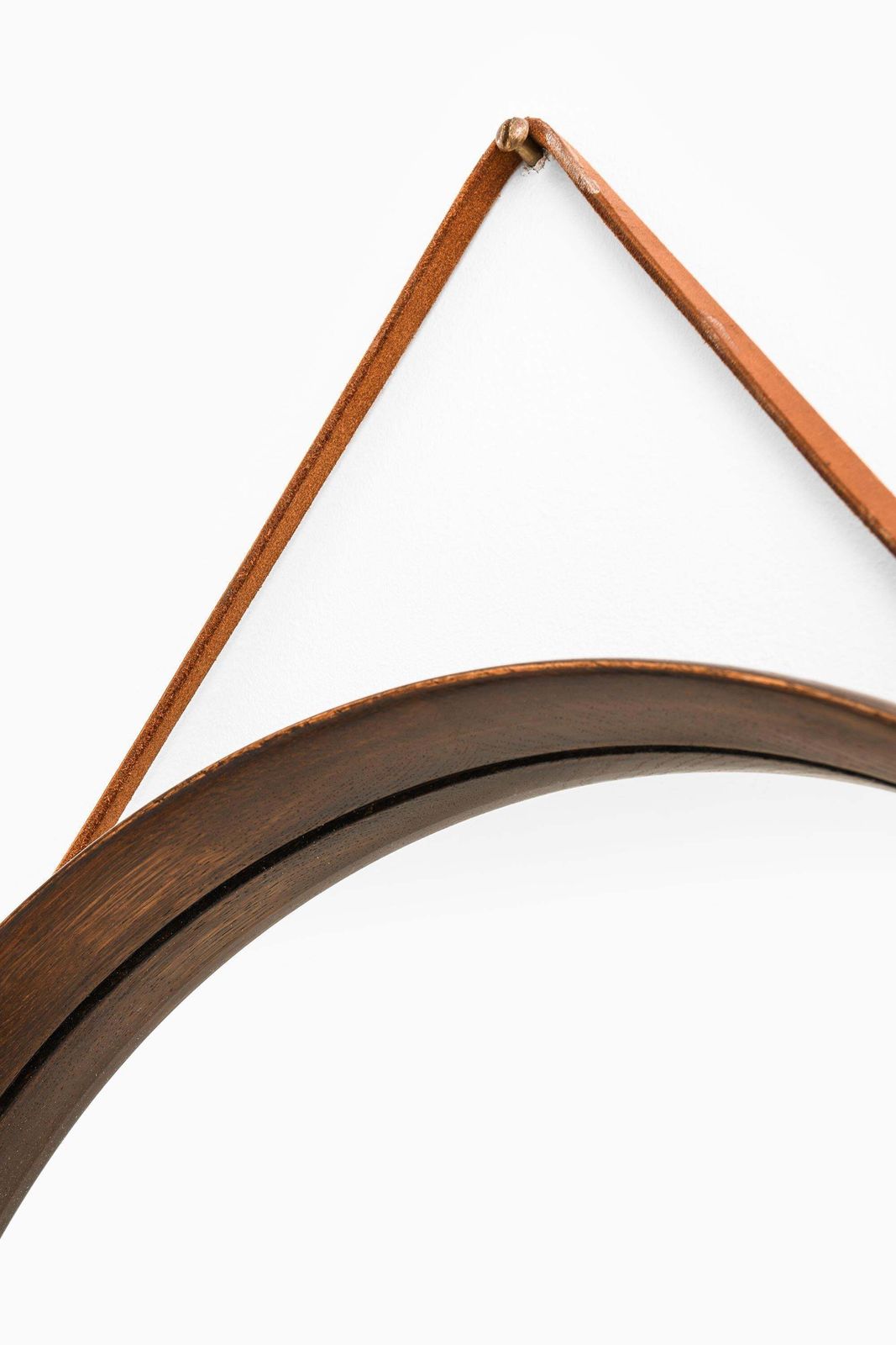 Round Mirror With Dark Stained Oak Frame By Uno & östen Kristiansson, 1950s photo Home Decor