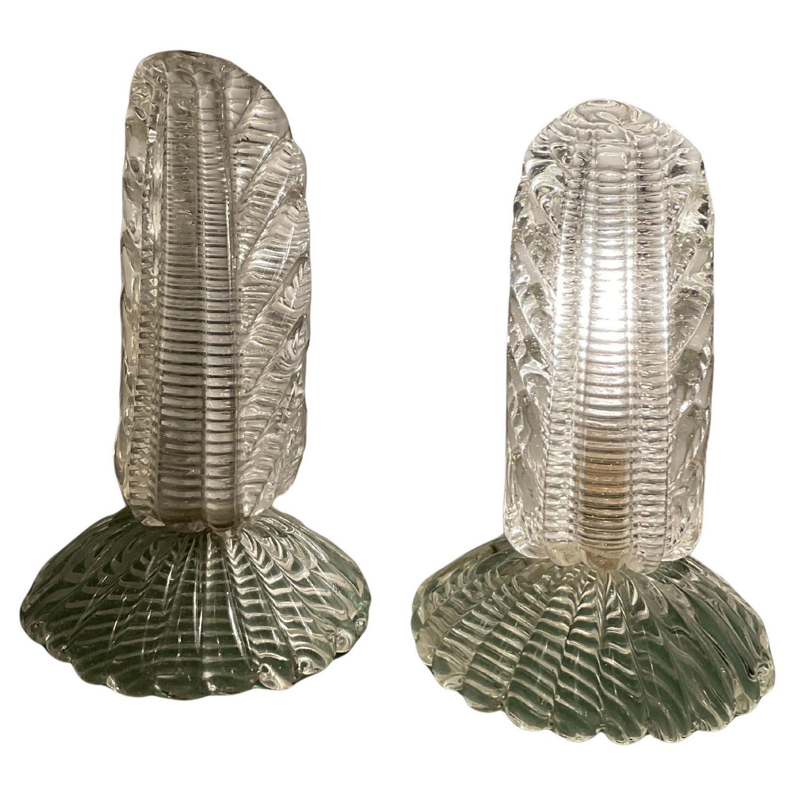 Barovier & Toso   Pair Of Murano Glass Abat Jours 1930s   Made In Italy