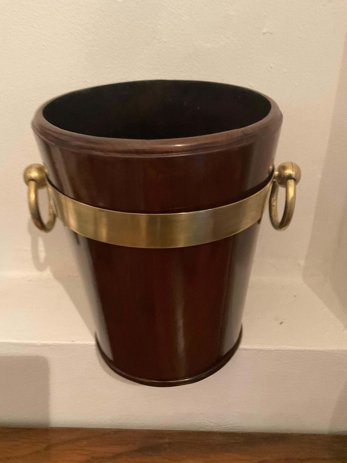 Bottle Holder Bucket In  Mahogany Wood And Brass Italy 1940 photo Home Decor