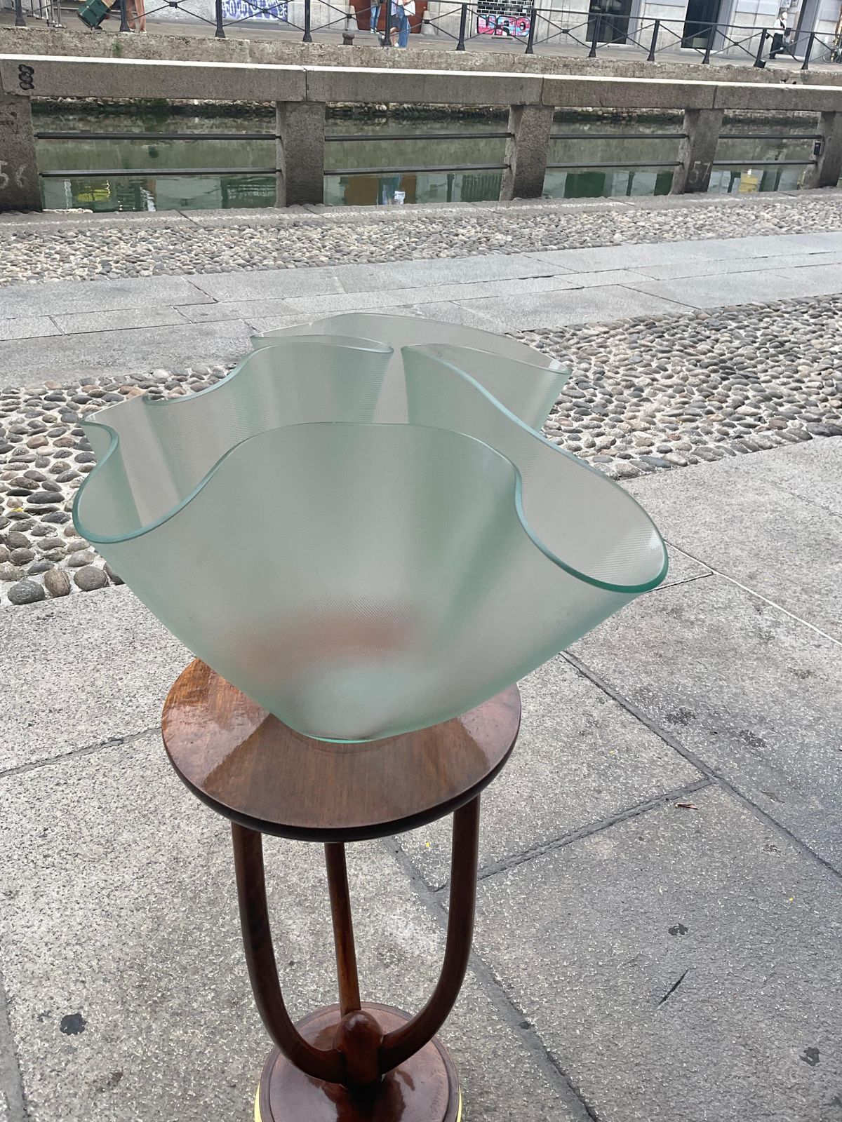 Fontanaarte   Pietro Chiesa   Vaso Modello Cartoccio In Vetro   Italia 1950. photo vinterior