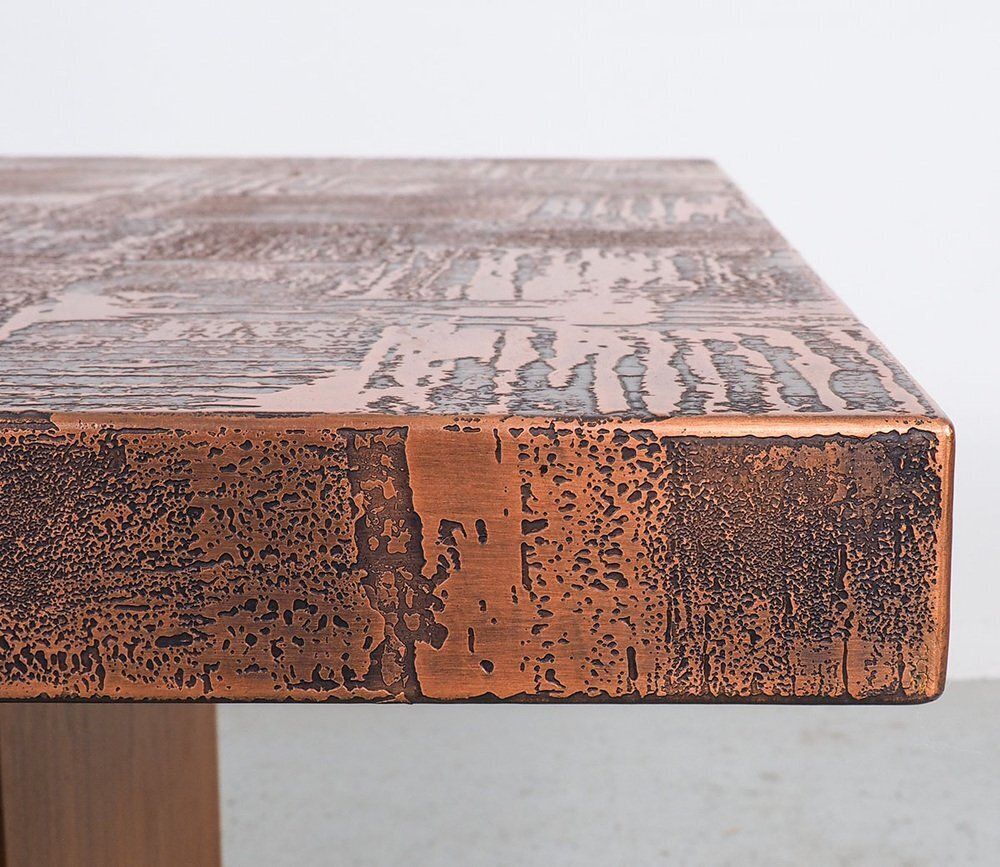 photo furniture Coffee Table In Copper And Teak By Heinz Lilienthal, 1970s