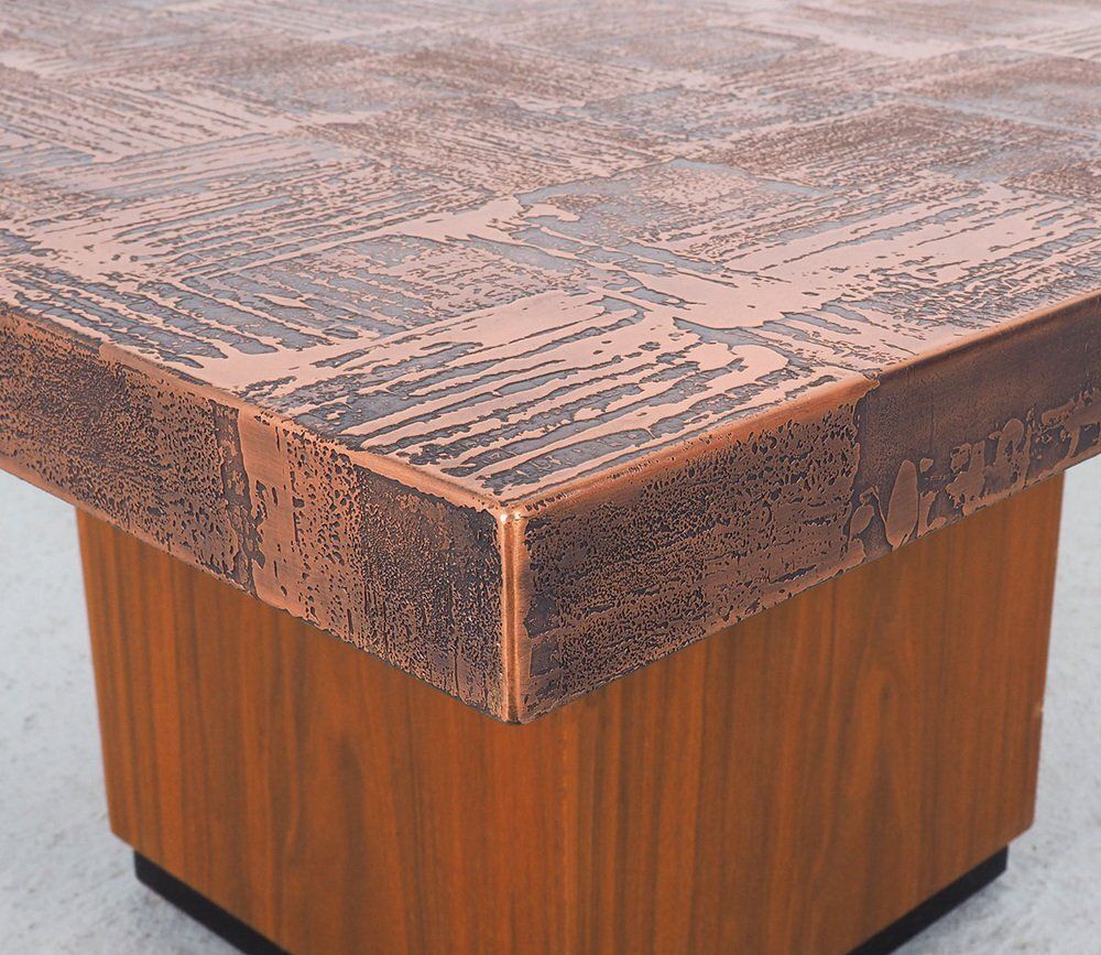 1036.0 Coffee Table In Copper And Teak By Heinz Lilienthal, 1970s photo