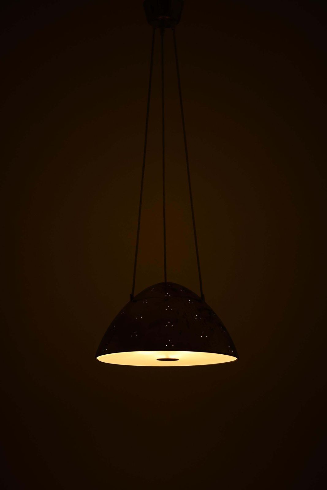Ceiling Lamp With Dome Shaped Brass Shade By Paavo Tynell, 1952s photo Lighting