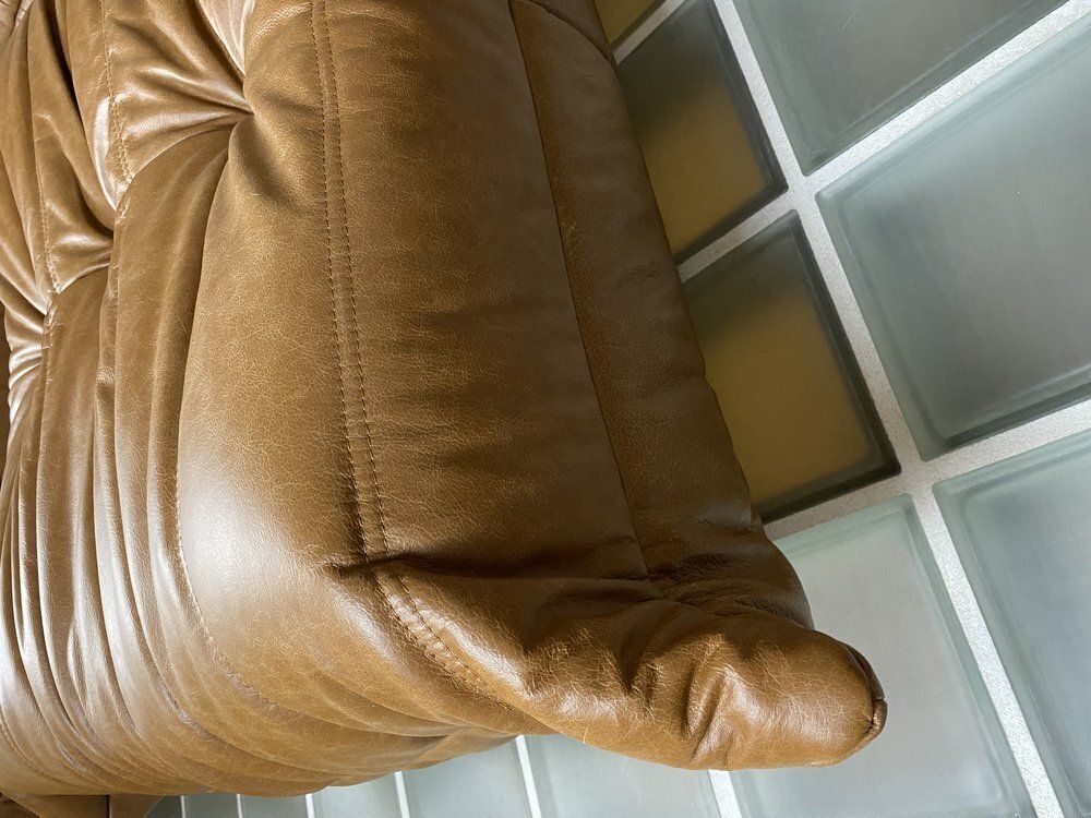 Brown Leather Togo Sofa Set By Michel Ducaroy For Ligne Roset, Set Of 5 photo for sale