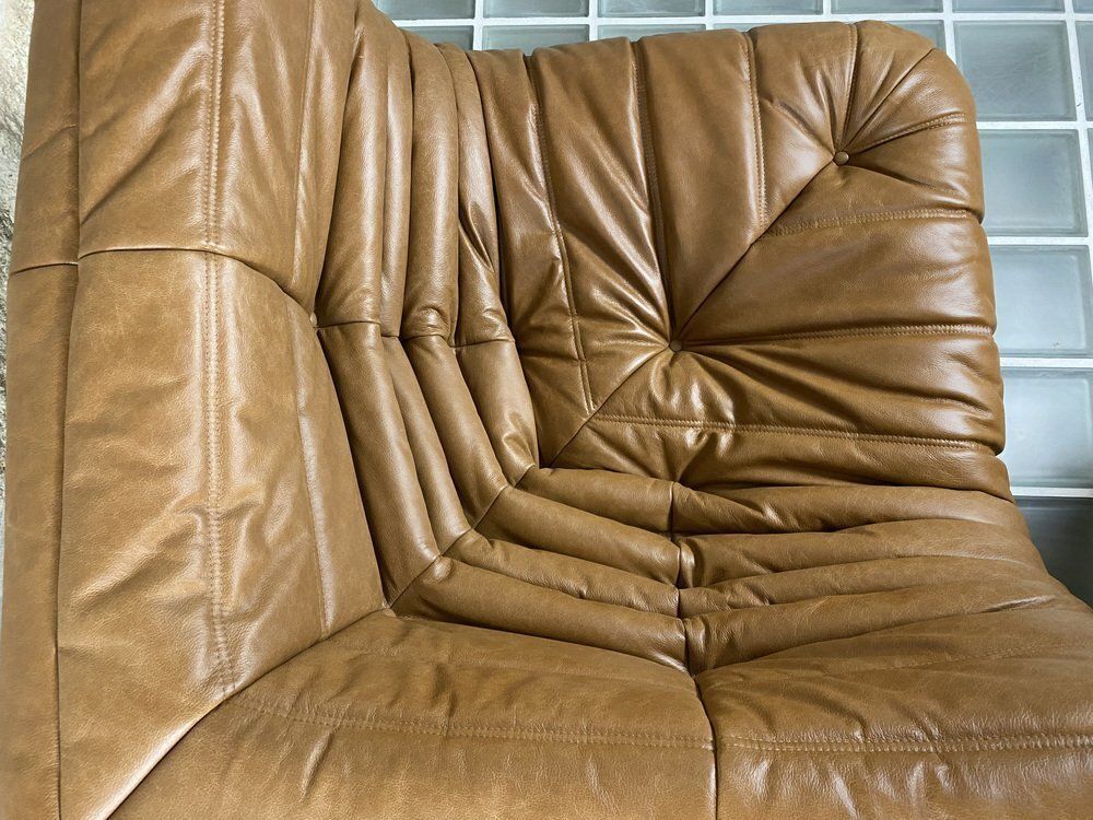 Brown Leather Togo Sofa Set By Michel Ducaroy For Ligne Roset, Set Of 5 photo buy